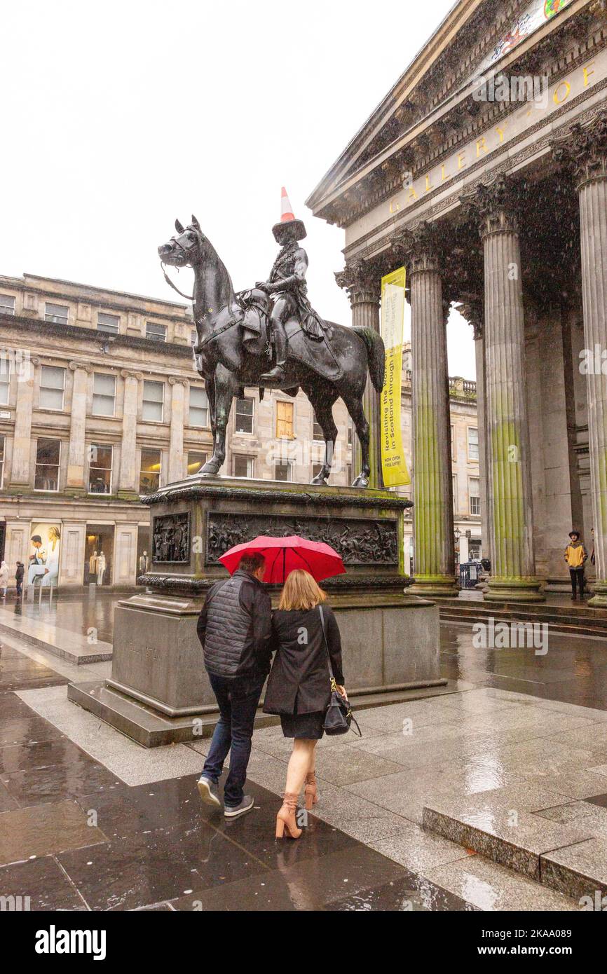 Equestrian statue of the Duke of Wellington, famous for having a