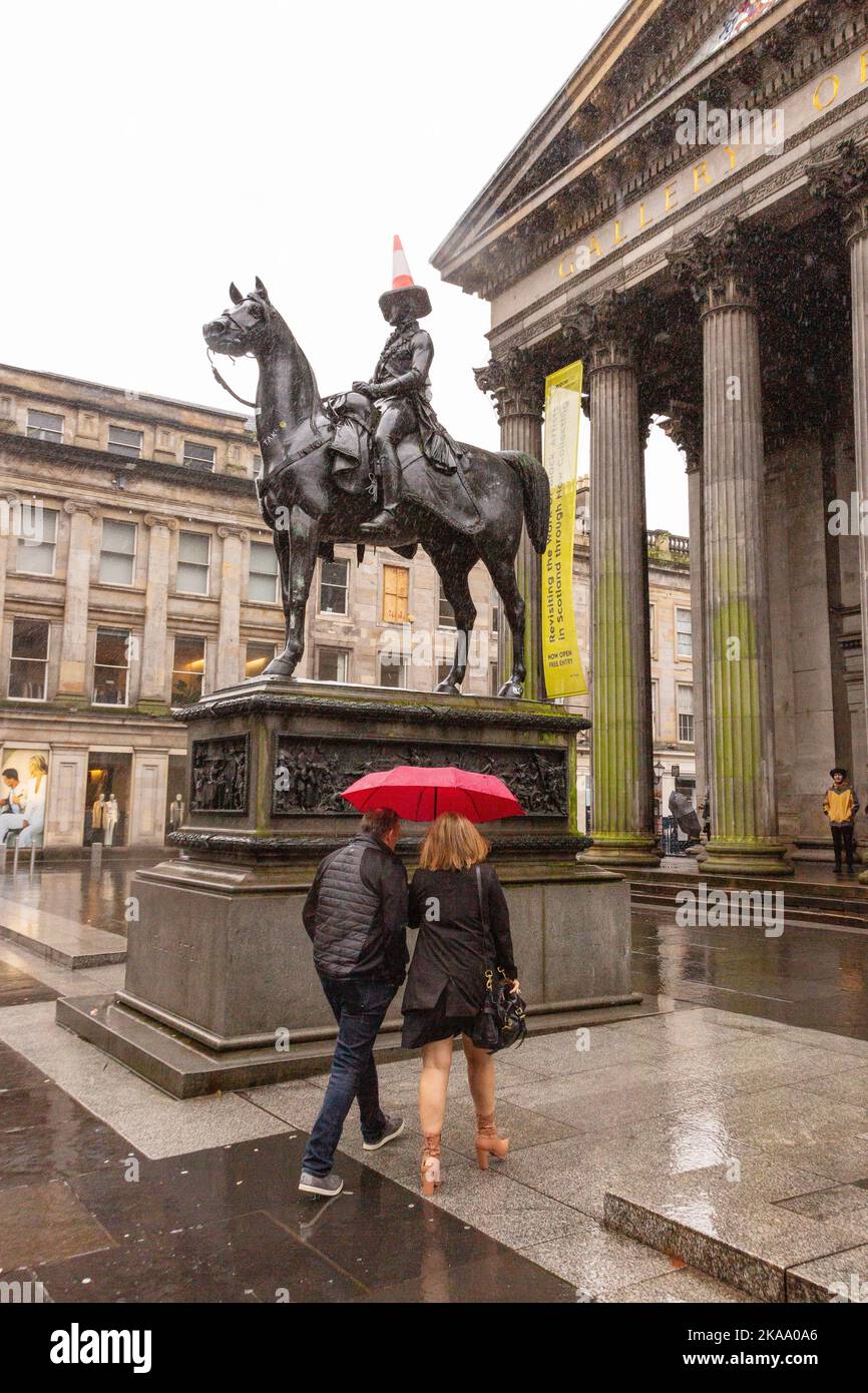 Equestrian statue of the Duke of Wellington, famous for having a