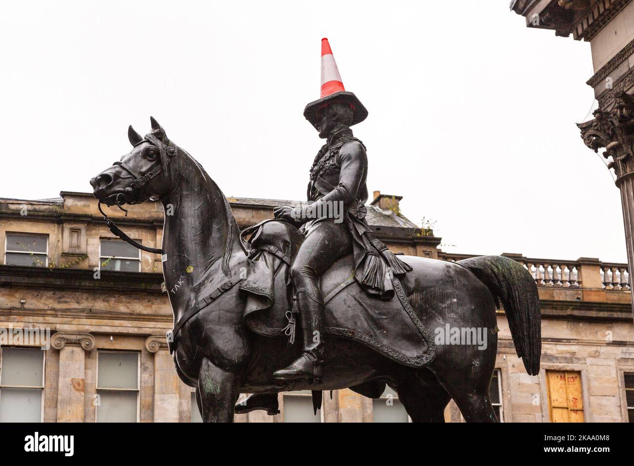 Equestrian statue of the Duke of Wellington, famous for having a
