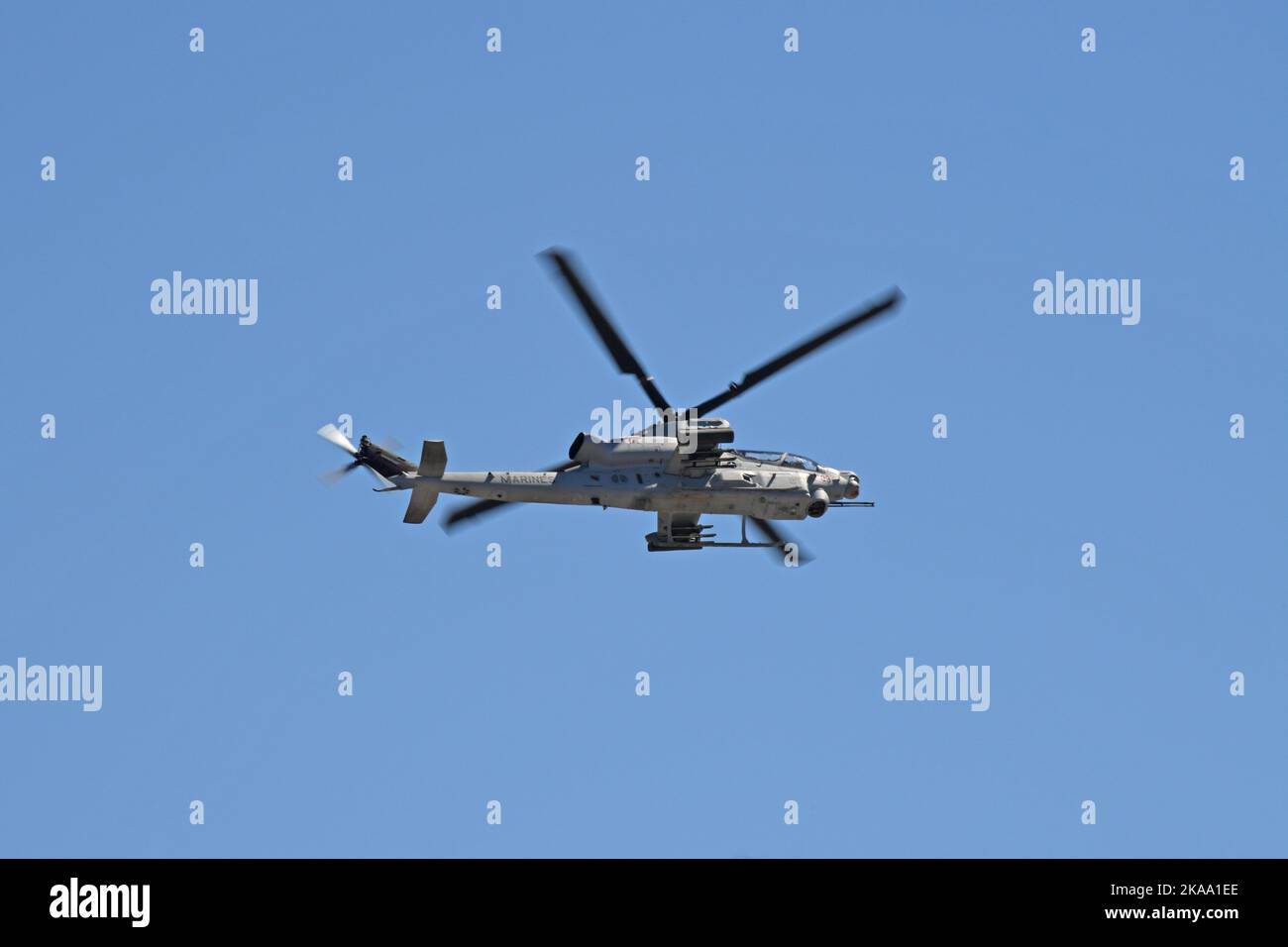 USMC AH-1Z Viper in flight Stock Photo