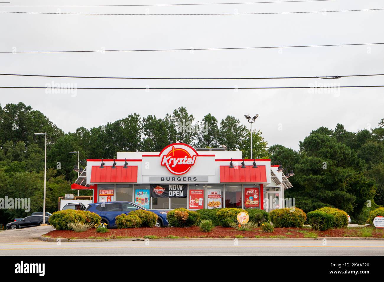 Augusta, Ga USA 07 19 21 Krystal Burgers fast food restaurant street