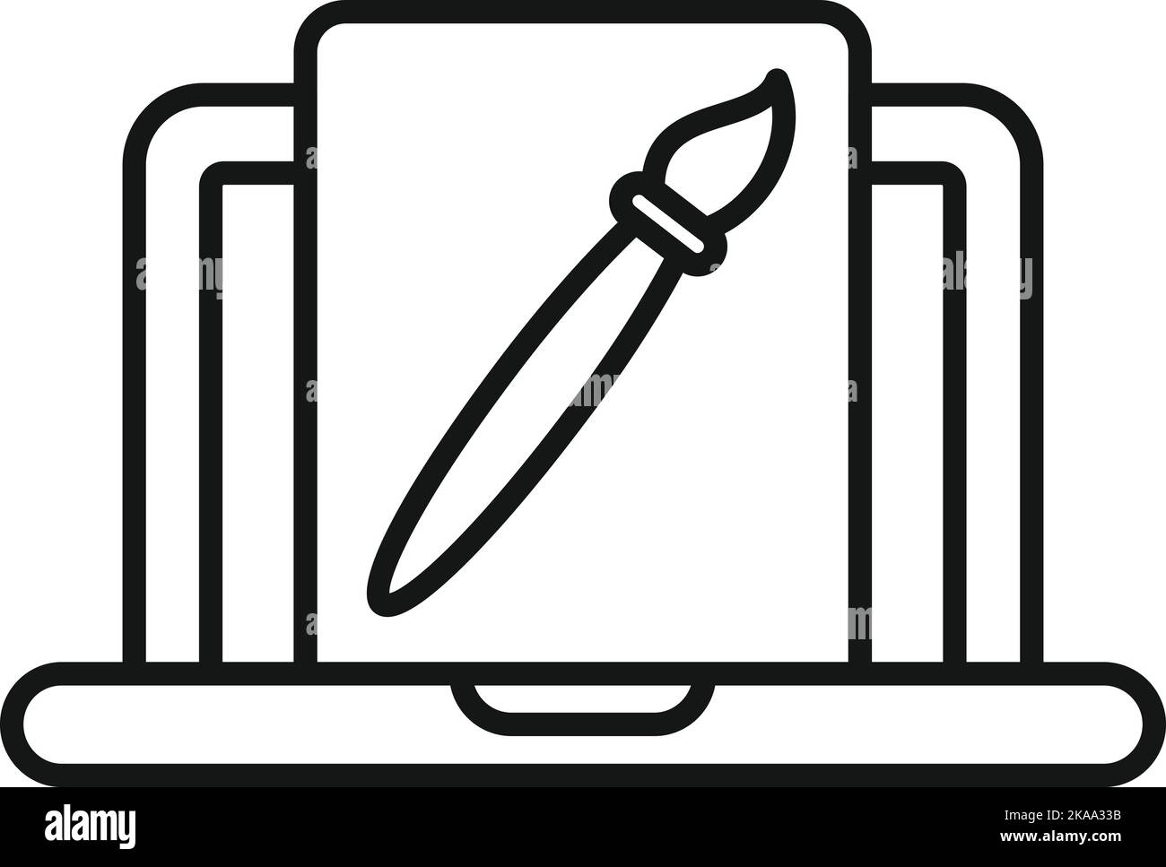 Laptop paint icon outline vector. Ui creative. Build project Stock