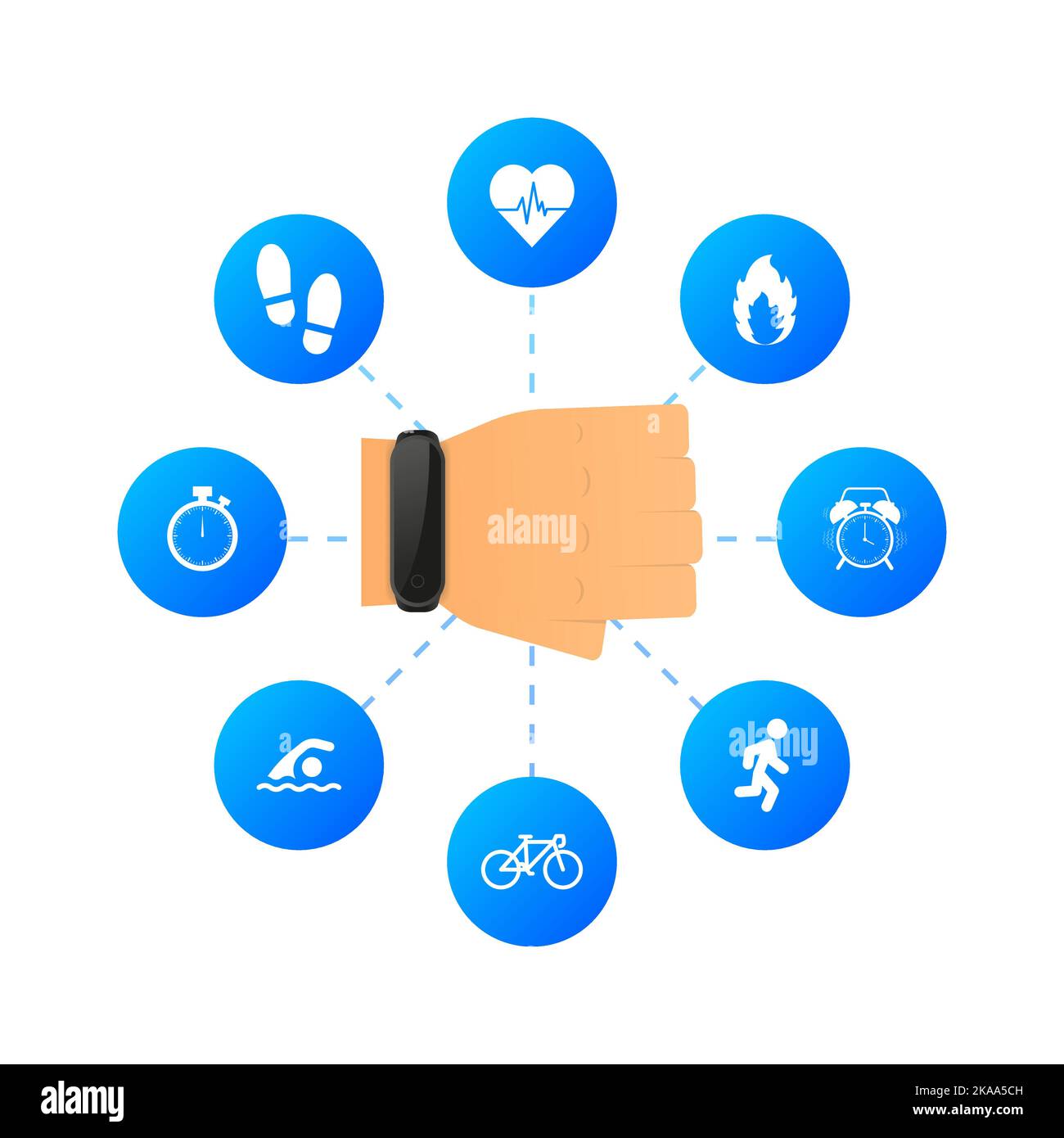 Flat smart bracelets. Vector graphic. Cartoon illustration on white