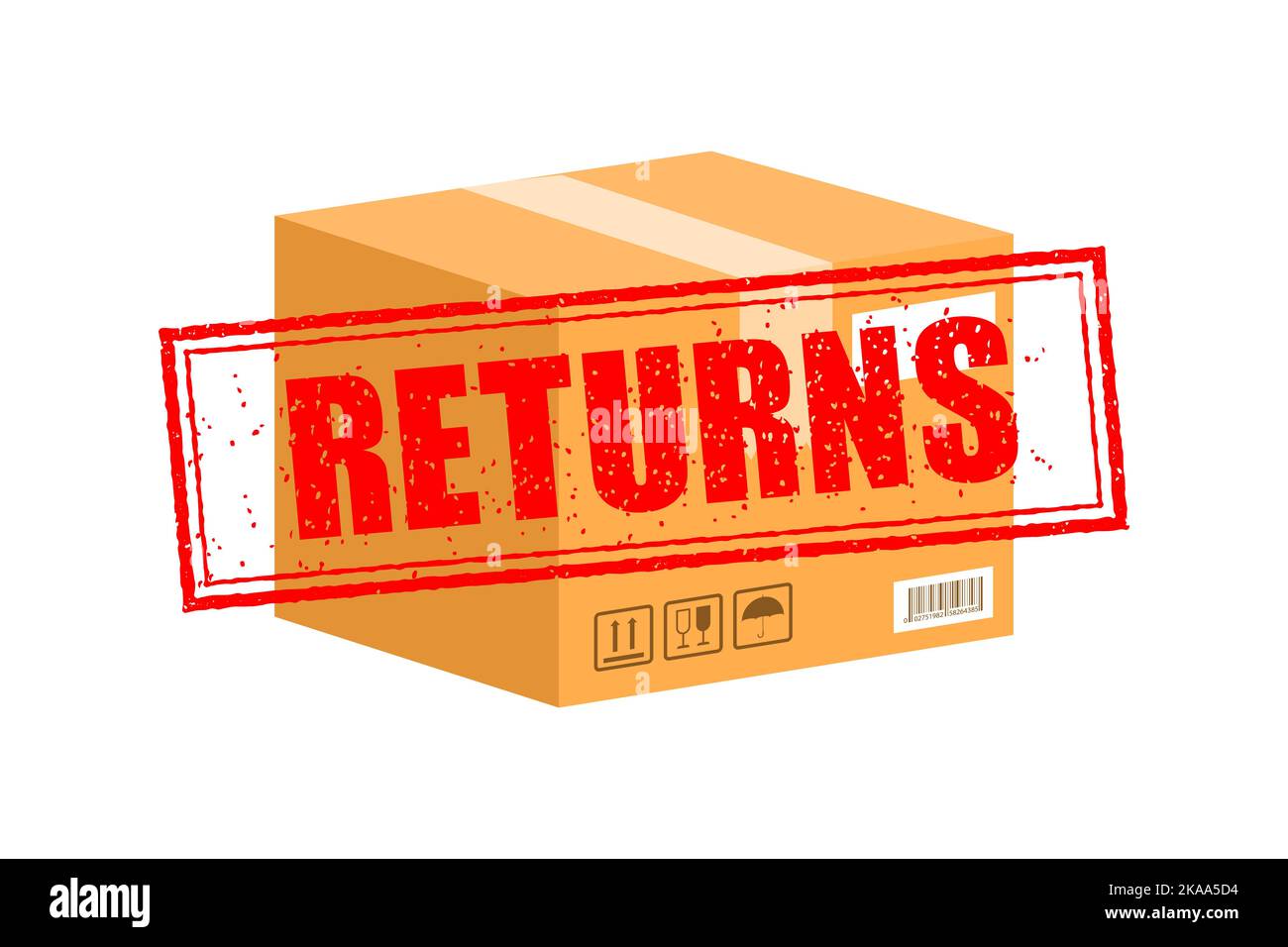 Returns box, great design for any purposes. Vector concept. Courier