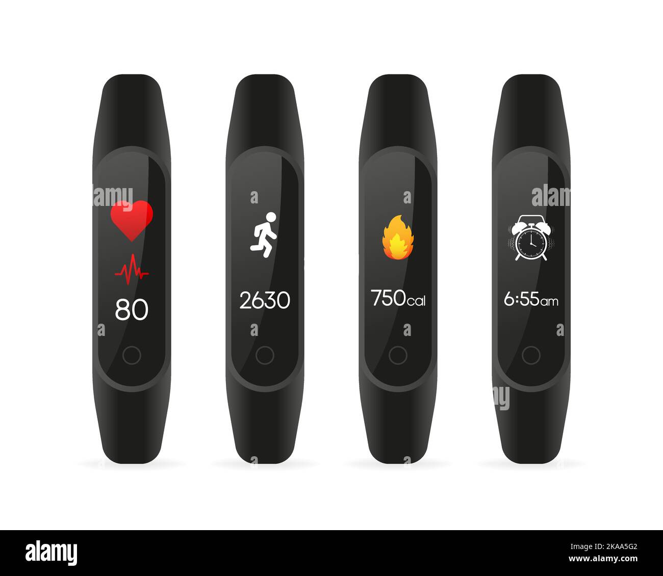 Flat smart bracelets. Vector graphic. Cartoon illustration on white