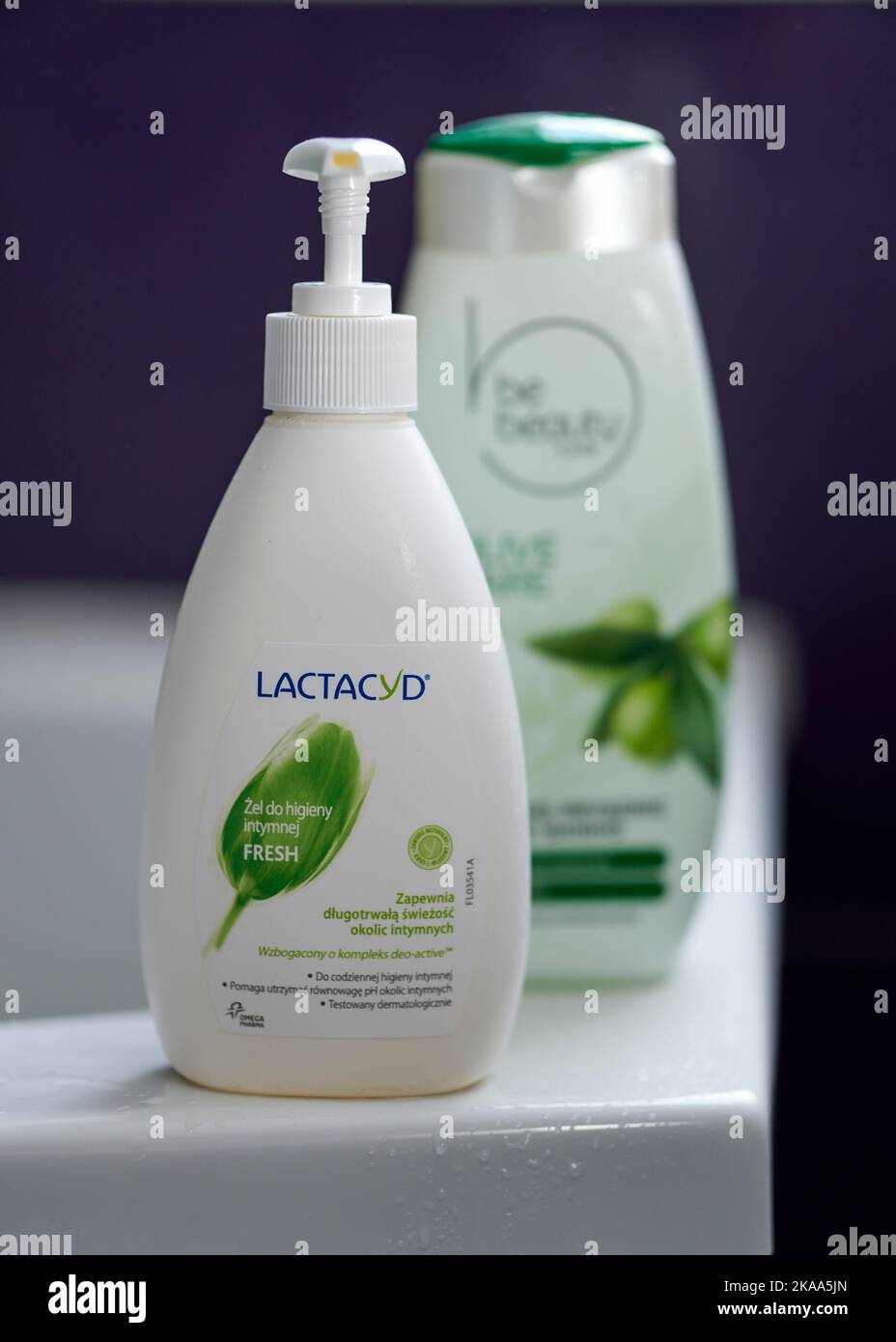 A vertical shot of the Lactacyd brand body cream for women in plastic  bottle Stock Photo - Alamy