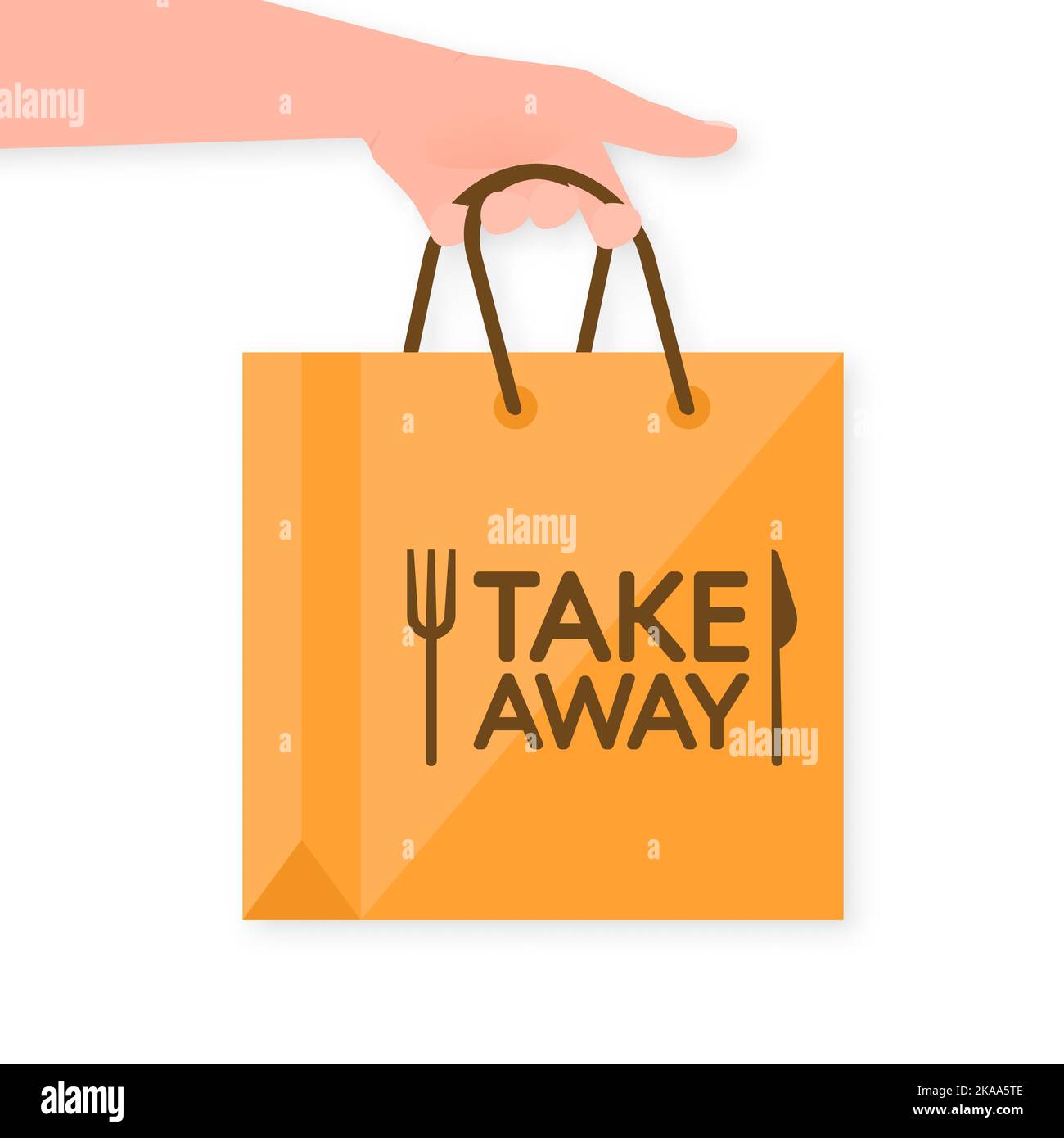 Take away bag in flat style. Coffee shop logo. Vector template Stock ...