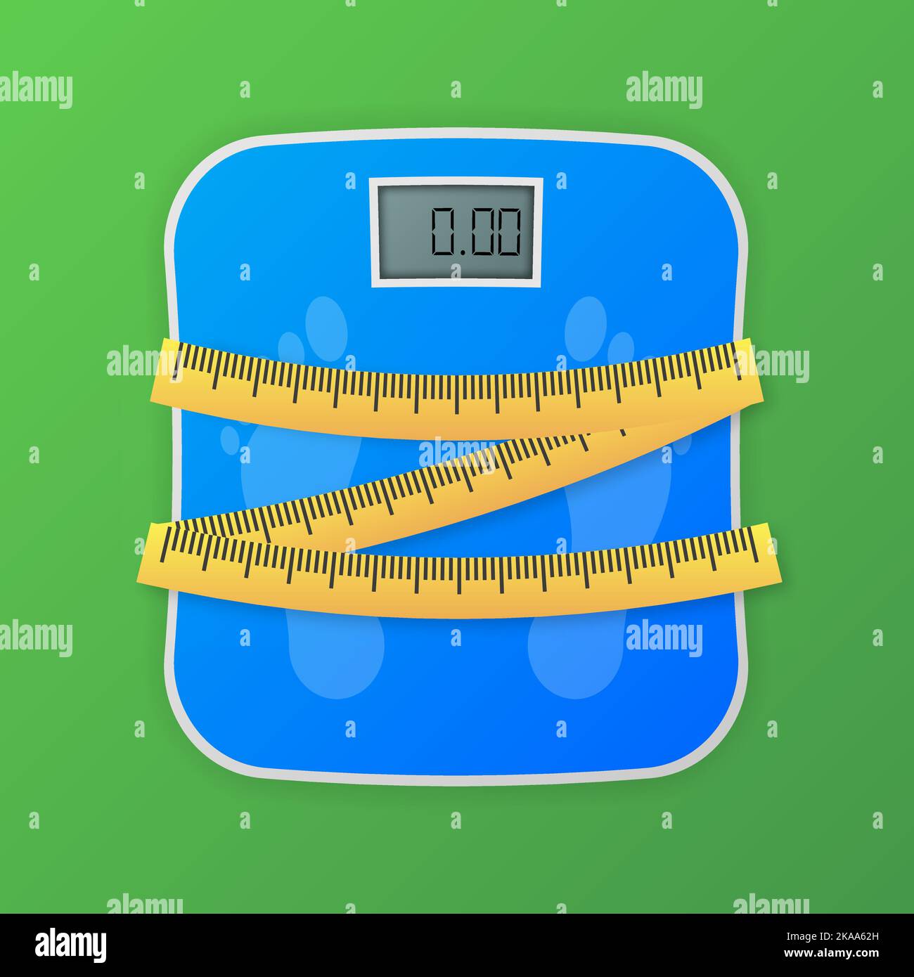 Bathroom scale with measuring tape. Vector illustration Stock Vector
