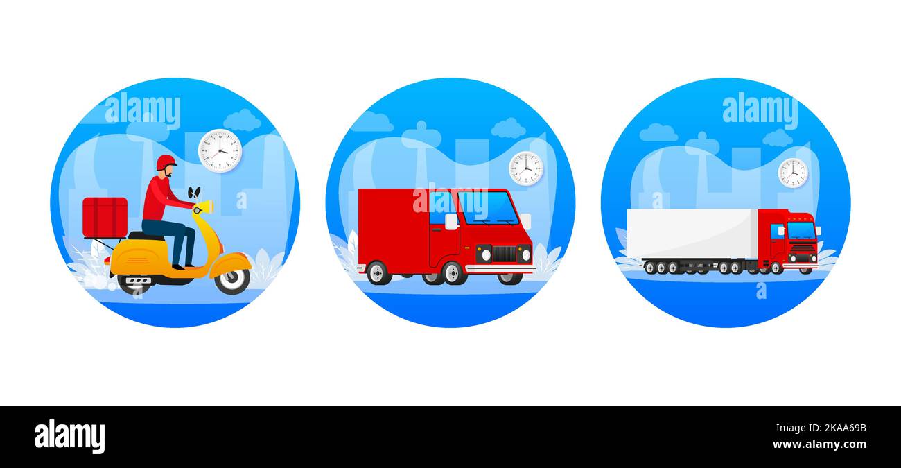 Delivery box. Online Fast delivery service. Tracking, service. Vector