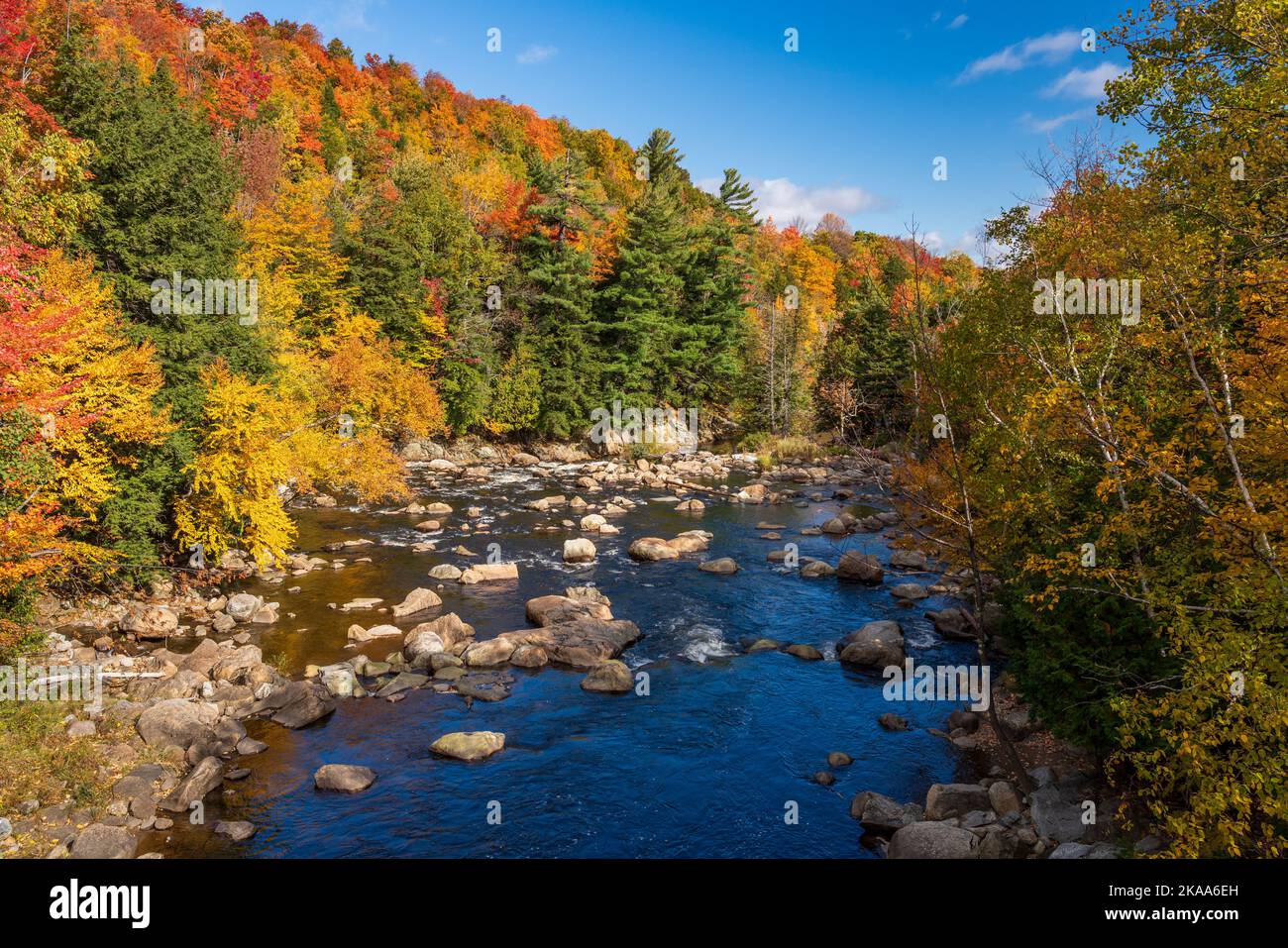 Ausable river near Whiteface Mountain near Wilmington NY in the autumn Stock Photo