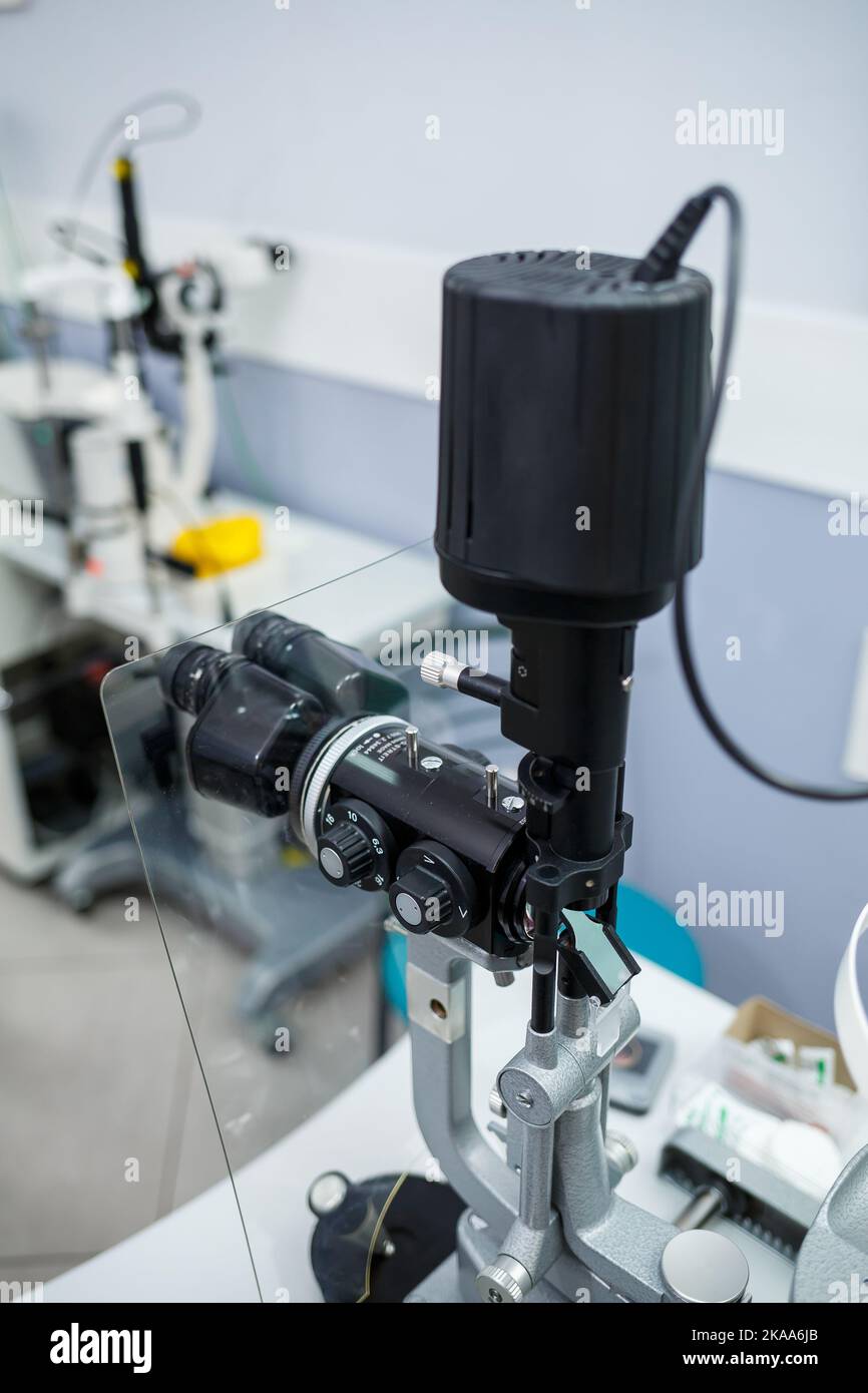 Microscopic apparatus for testing eyesight. Ophthalmology and treatment ...