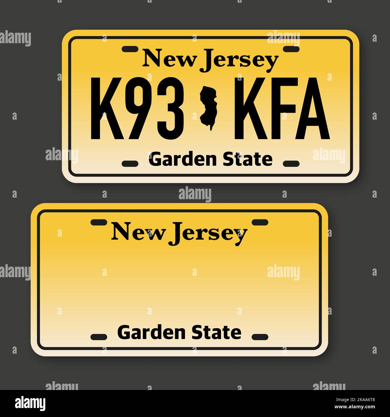 Retro car plate for banner design. New Jersey state. Isolated vector