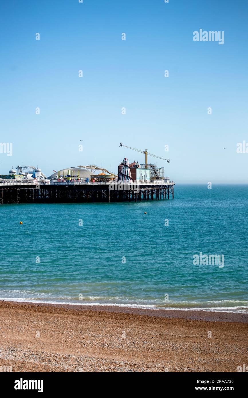 Brighton Palace Pier and Brighton beach, England, UK in summer time ...