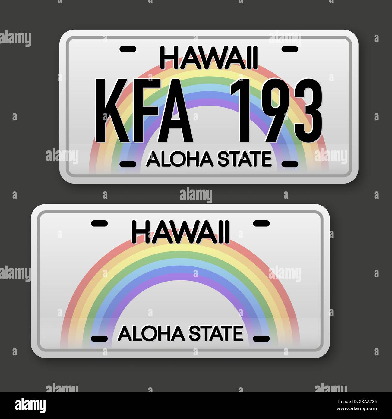 Retro car plate for banner design. Aloha state. Isolated vector illustration. Business, icon set Stock Vector