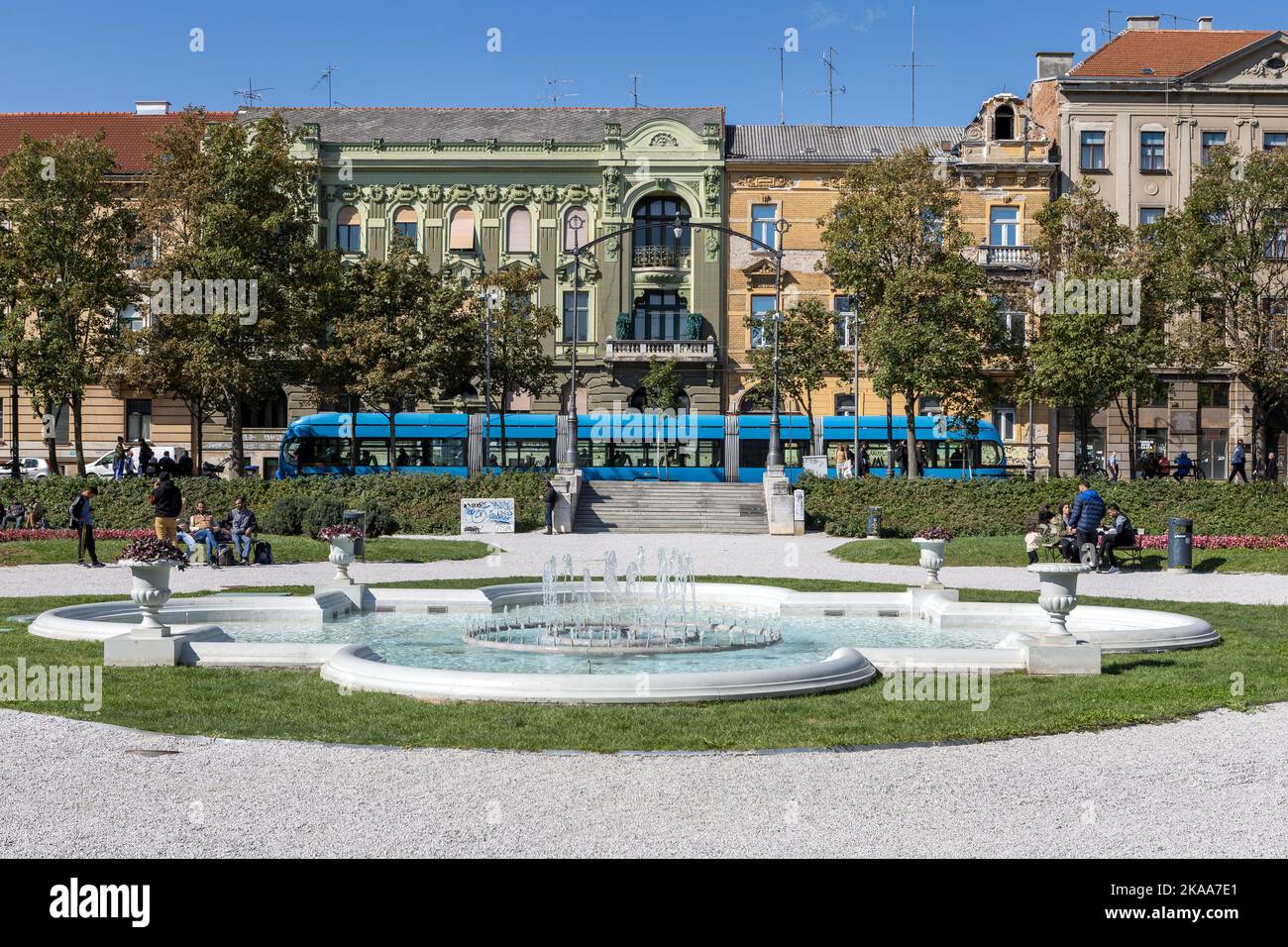 Formal gardens King Tomislav Square (Trg Kralja Tomislava) in front of ...