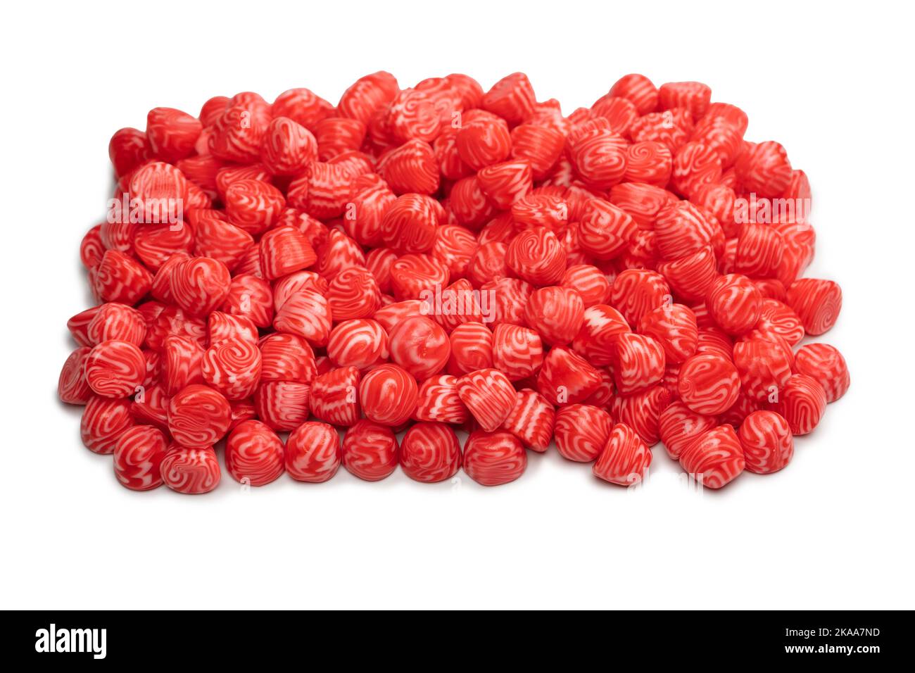 Red round tasty gummy candies islolated on a white background Stock