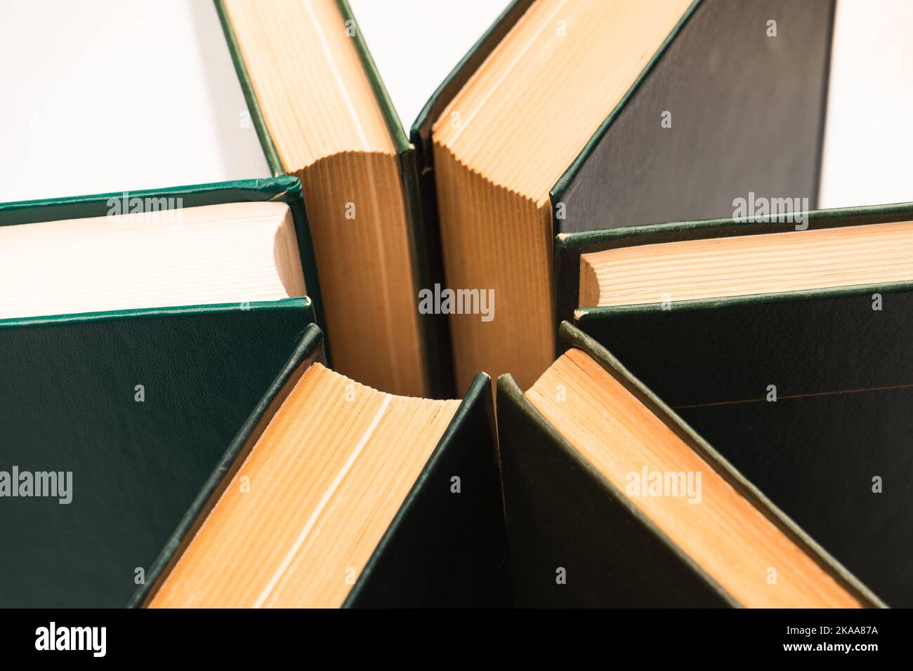Old books isolated on a white background. Stock Photo