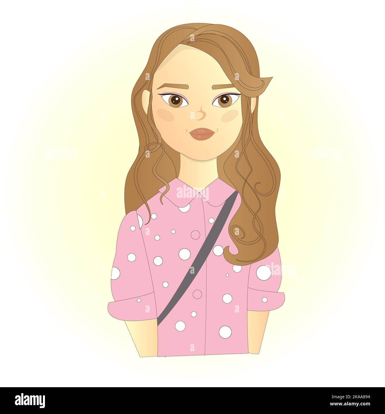 Young smiling woman with loose long hair dressed in casual