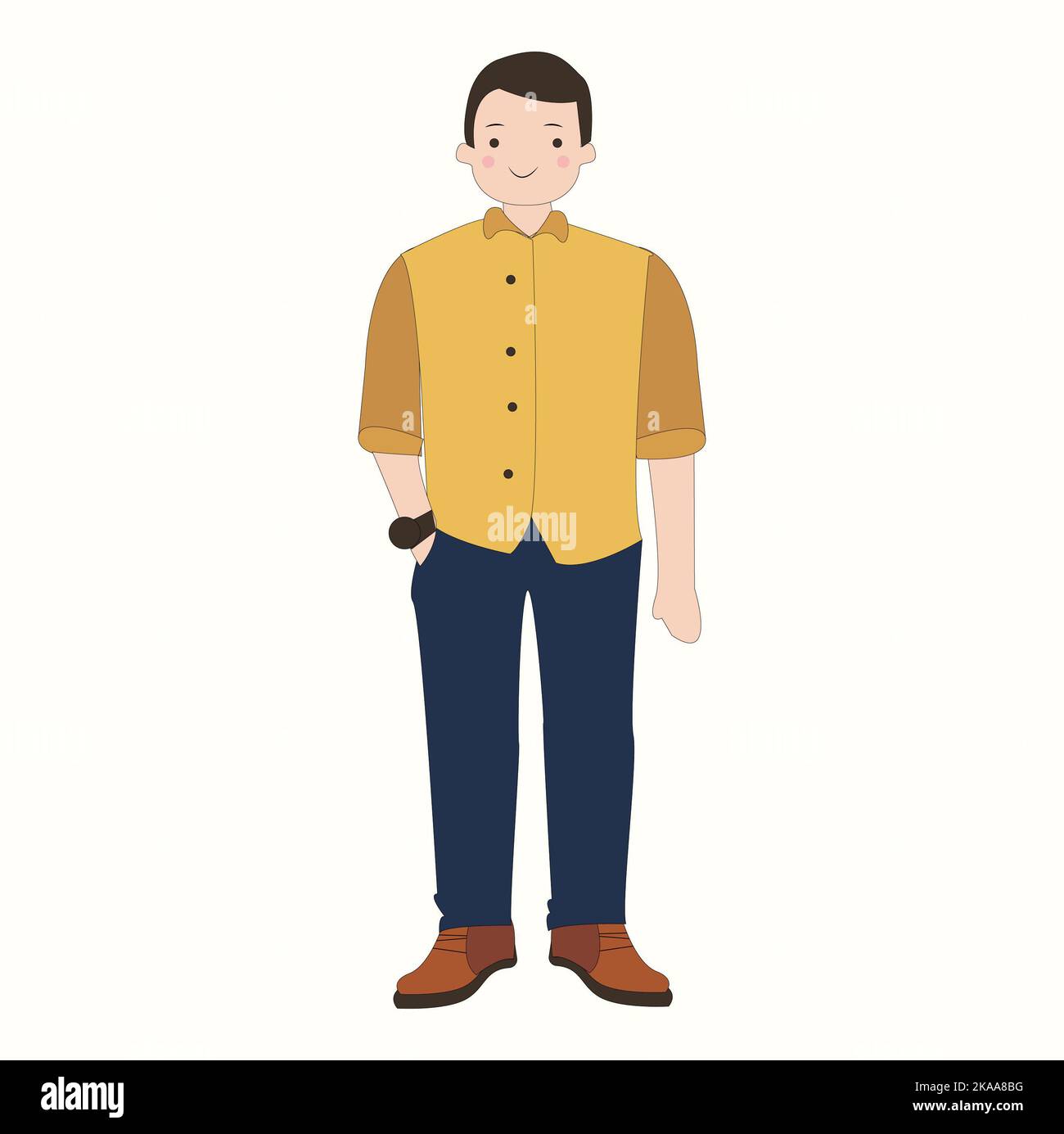 Young handsome casually dressed hipster geek guy with modern haircut in jeans vector illustration Stock Photo