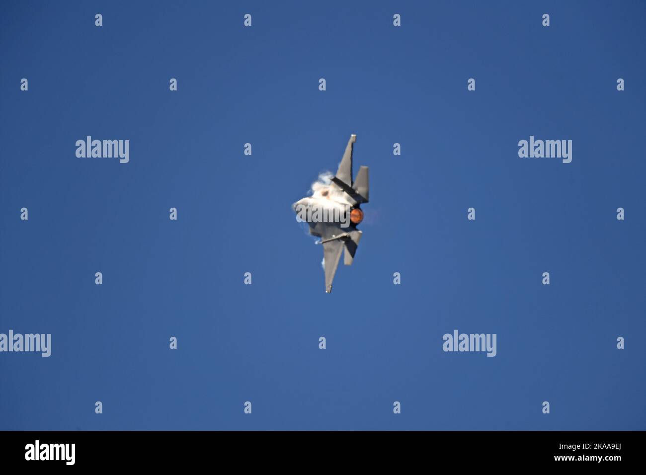 USMC F-35B in flight above MCAS Miramar in San Diego, California Stock Photo