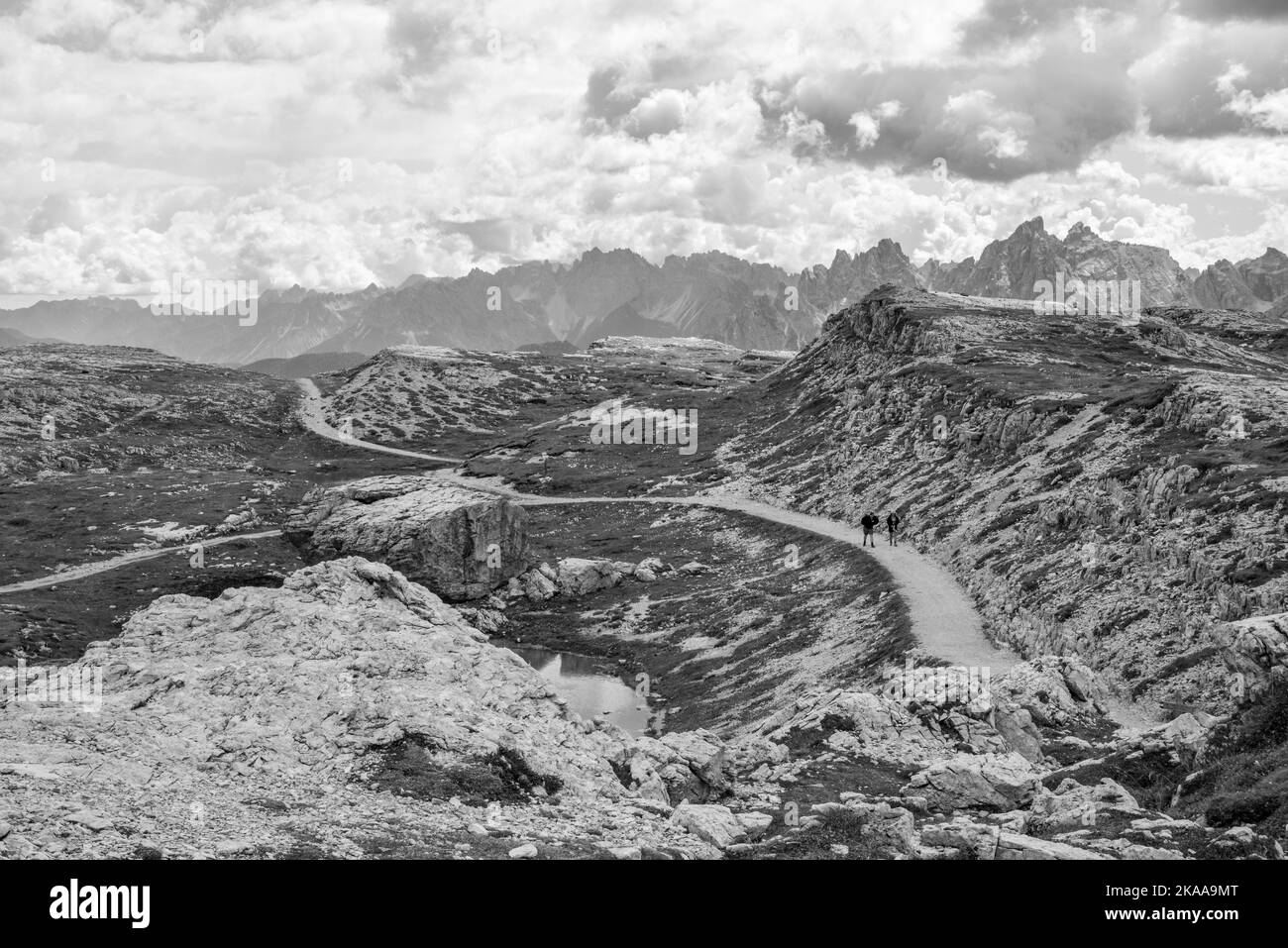 Scenic wild alpine landscape around the 3 Zinnen mountains, the