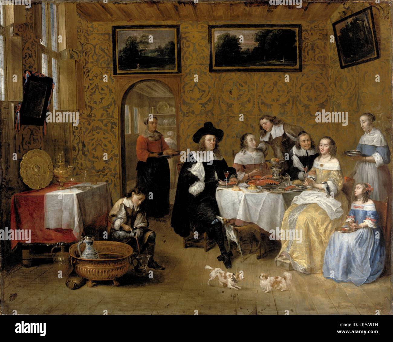 Family portrait, Painting by Gillis van Tilborgh Stock Photo
