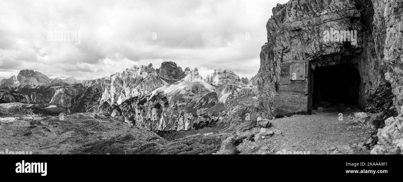 An old fortress entrance in the Dolomites near the 3 Zinnen mountains