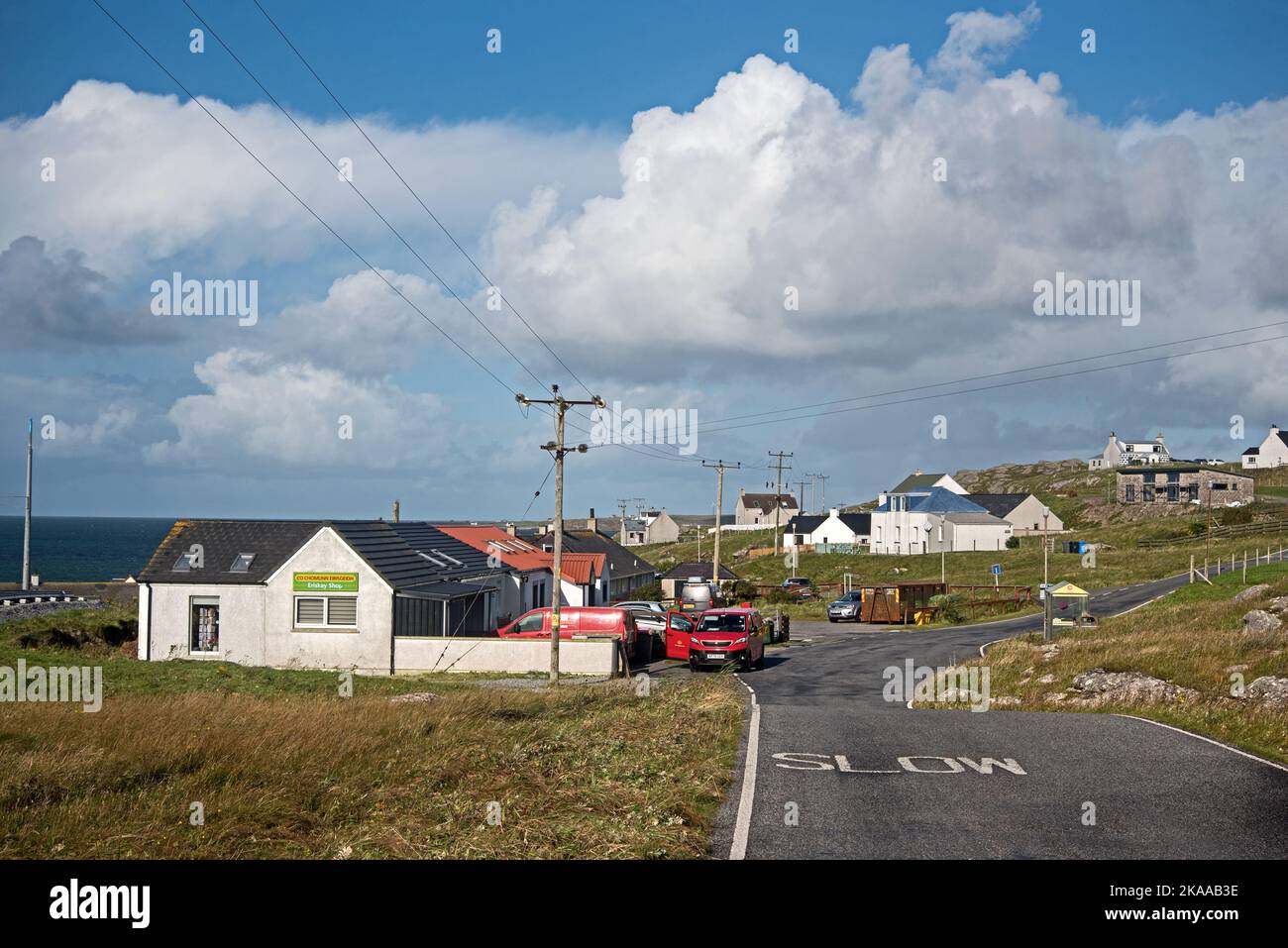 The Village, Am Baile, on the Isle of Eriskay, Outer Hebrides, Scotland, UK. Stock Photo