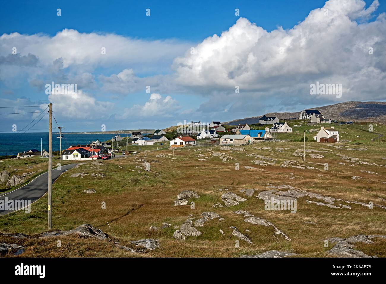 The Village, Am Baile, on the Isle of Eriskay, Outer Hebrides, Scotland, UK. Stock Photo