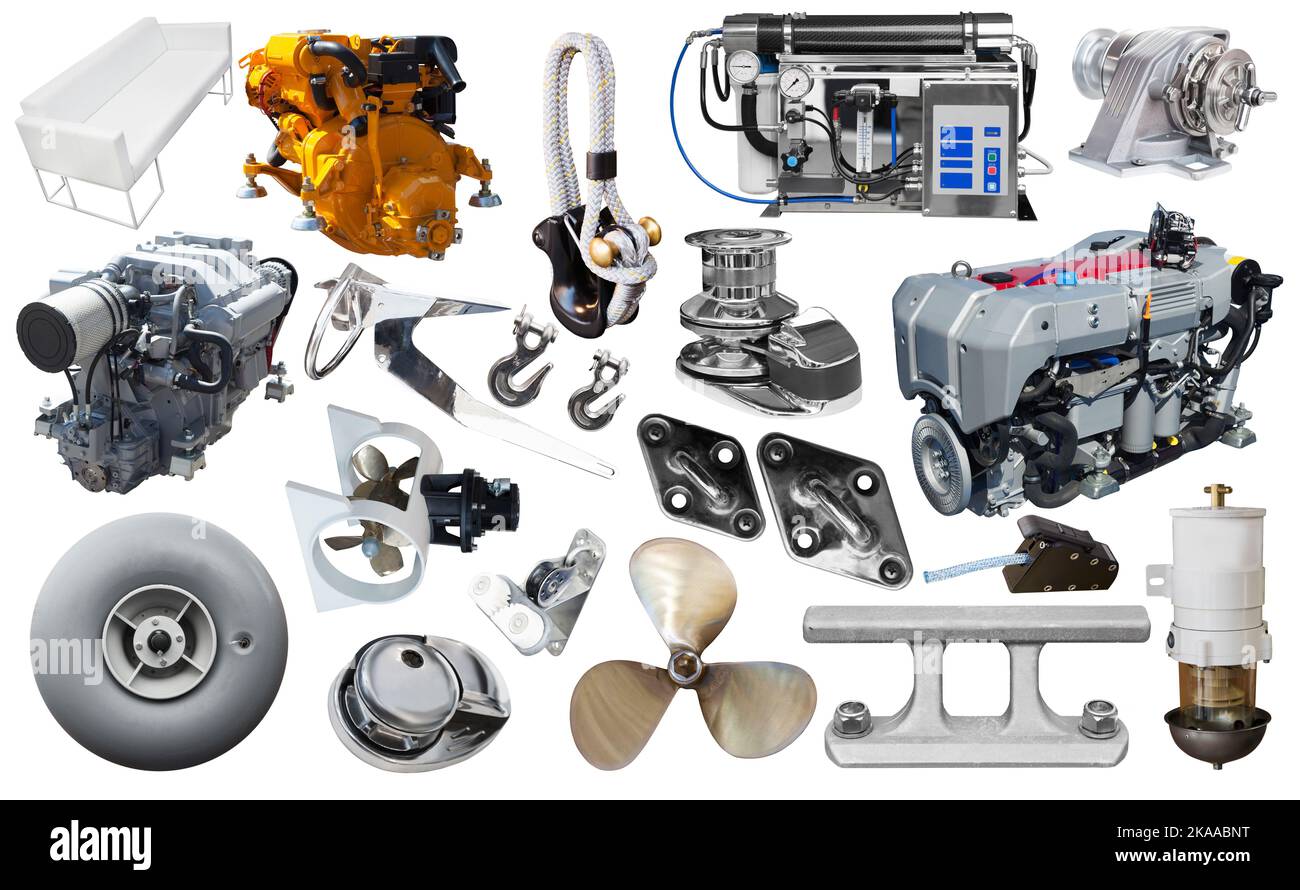Isolated equipment and parts of modern yacht Stock Photo Alamy
