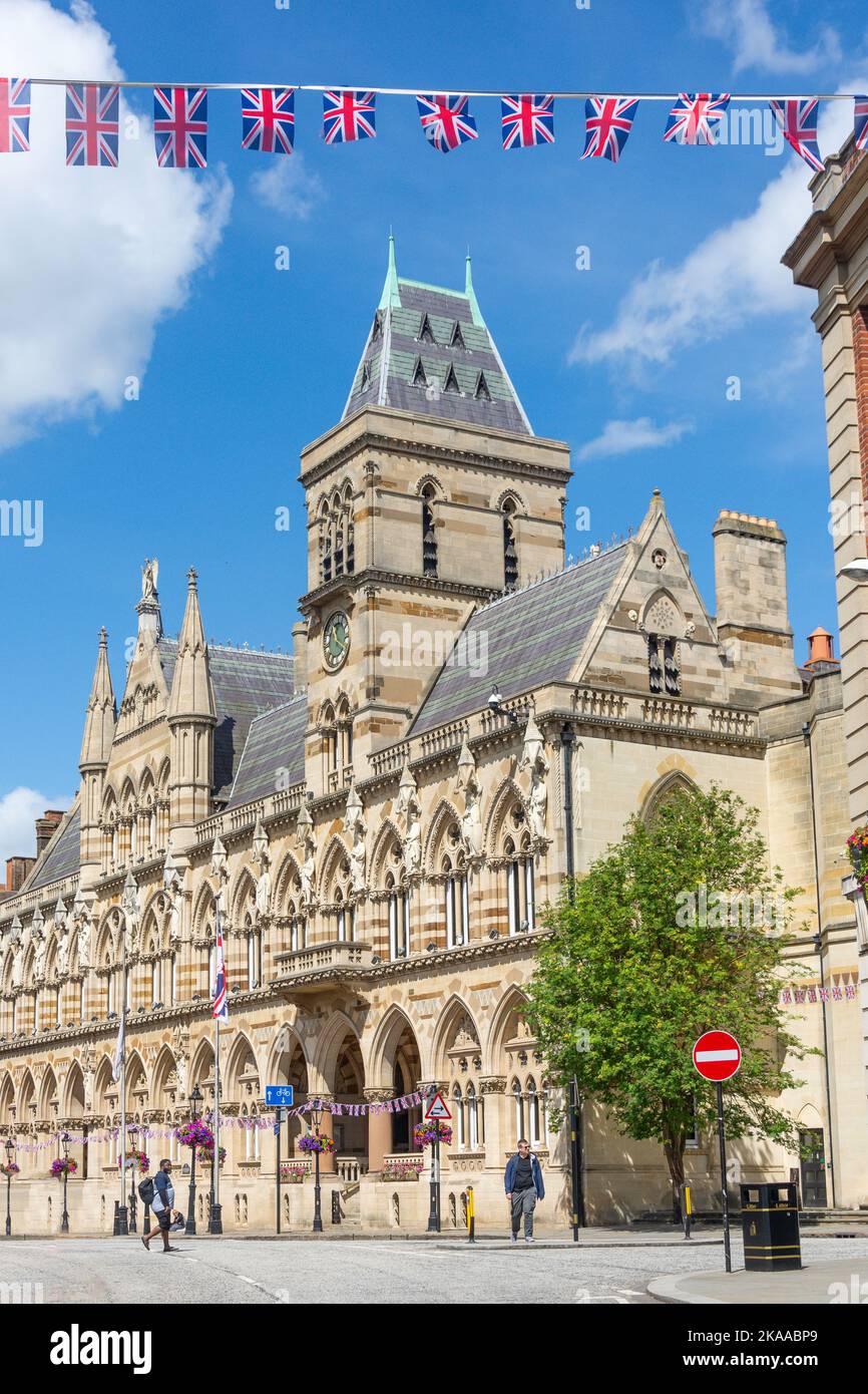 Northampton Guildhall from Dengate, Northampton, Northamptonshire, England, United Kingdom Stock Photo