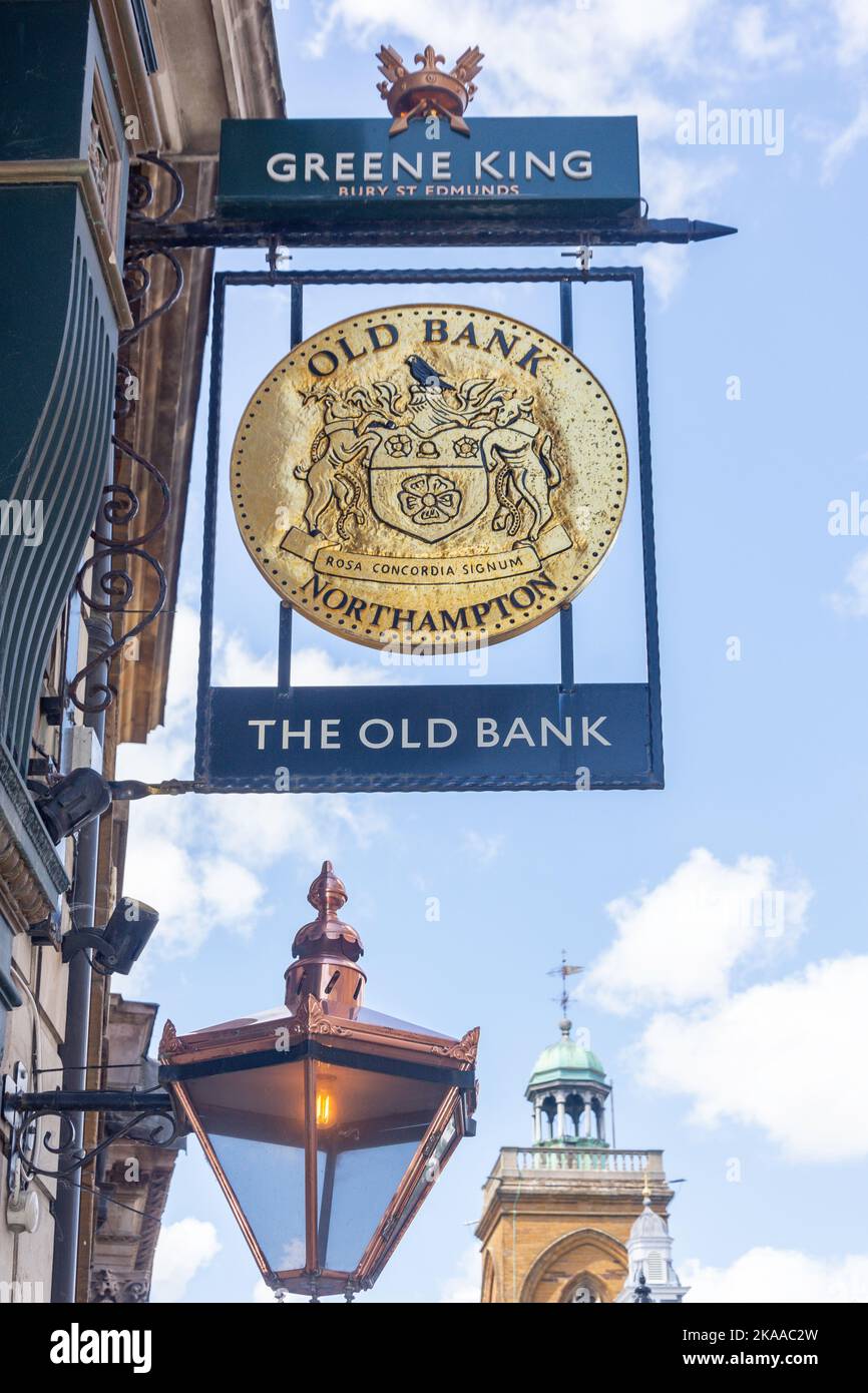 The Old Bank Pub sign, St Giles' Square, Northampton, Northamptonshire
