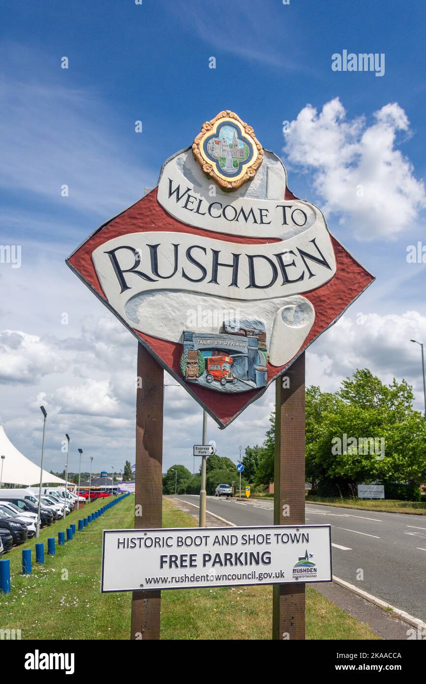 to Rushden sign, Rushden, Northamptonshire, England, United