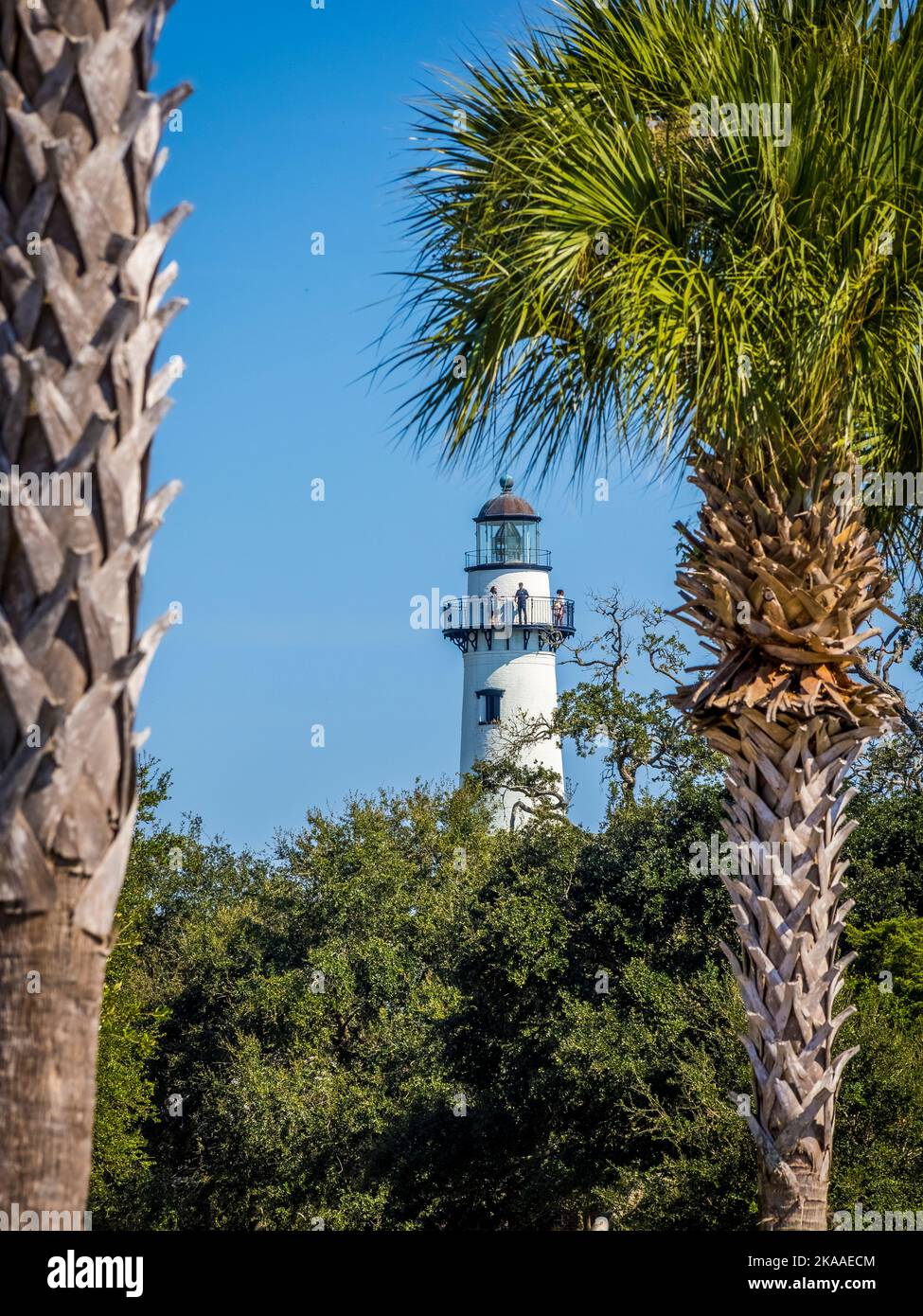 St. Simons Lighthouse on St Simons Island in USA Stock Photo Alamy