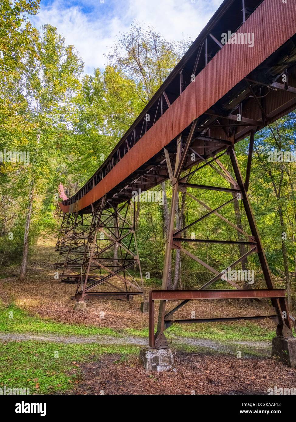 Coal conveyer in historic Nuttallburg in the New River Gorge National Park and Preserve in West Virginia USA Stock Photo