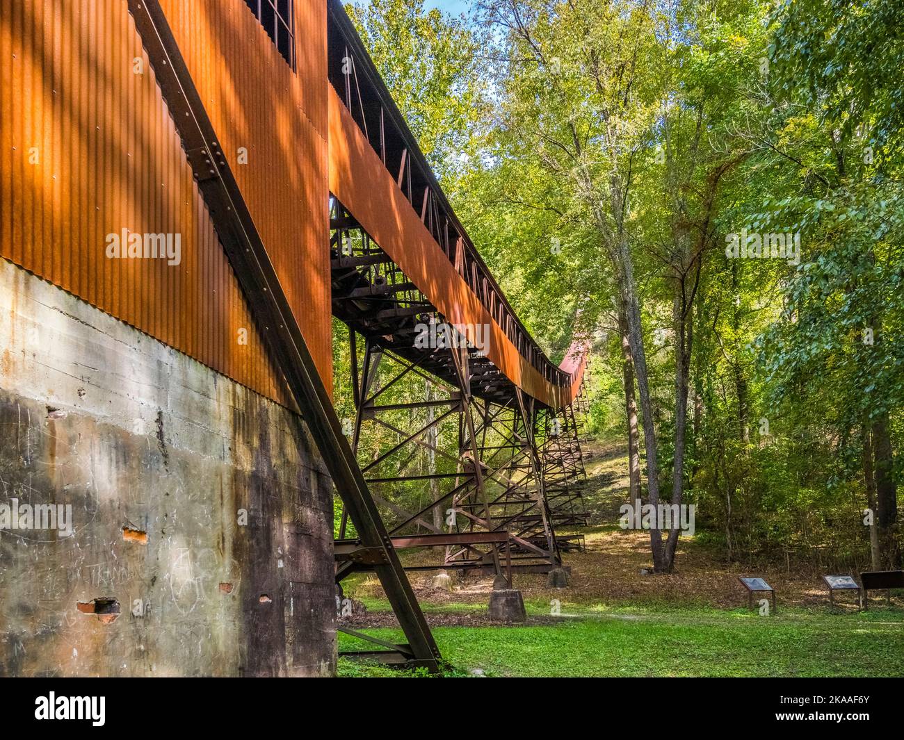 Coal conveyer in historic Nuttallburg in the New River Gorge National Park and Preserve in West Virginia USA Stock Photo