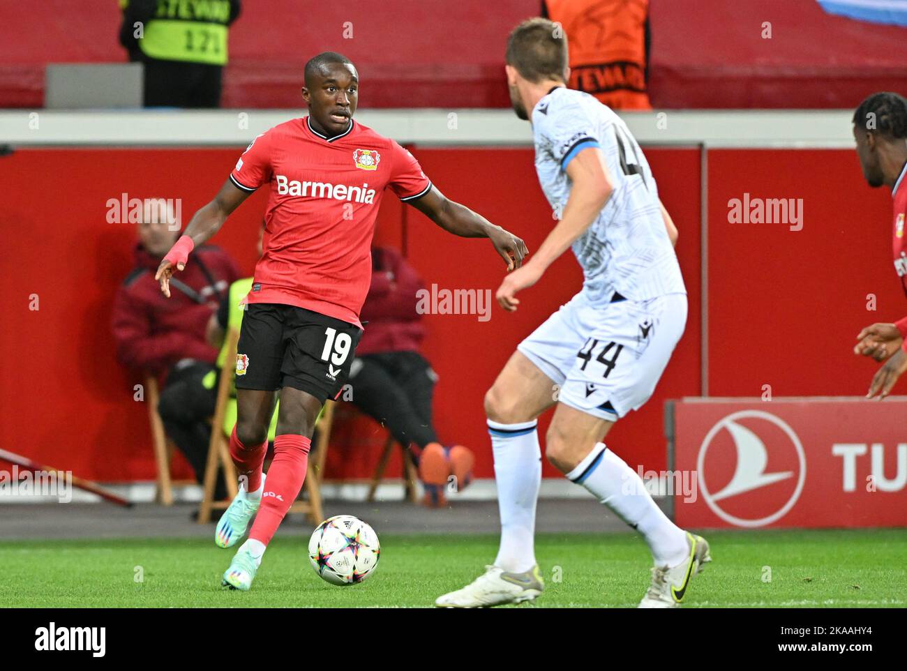 Leverkusen , Germany . 1 of November 2022, Moussa Diaby (19) of