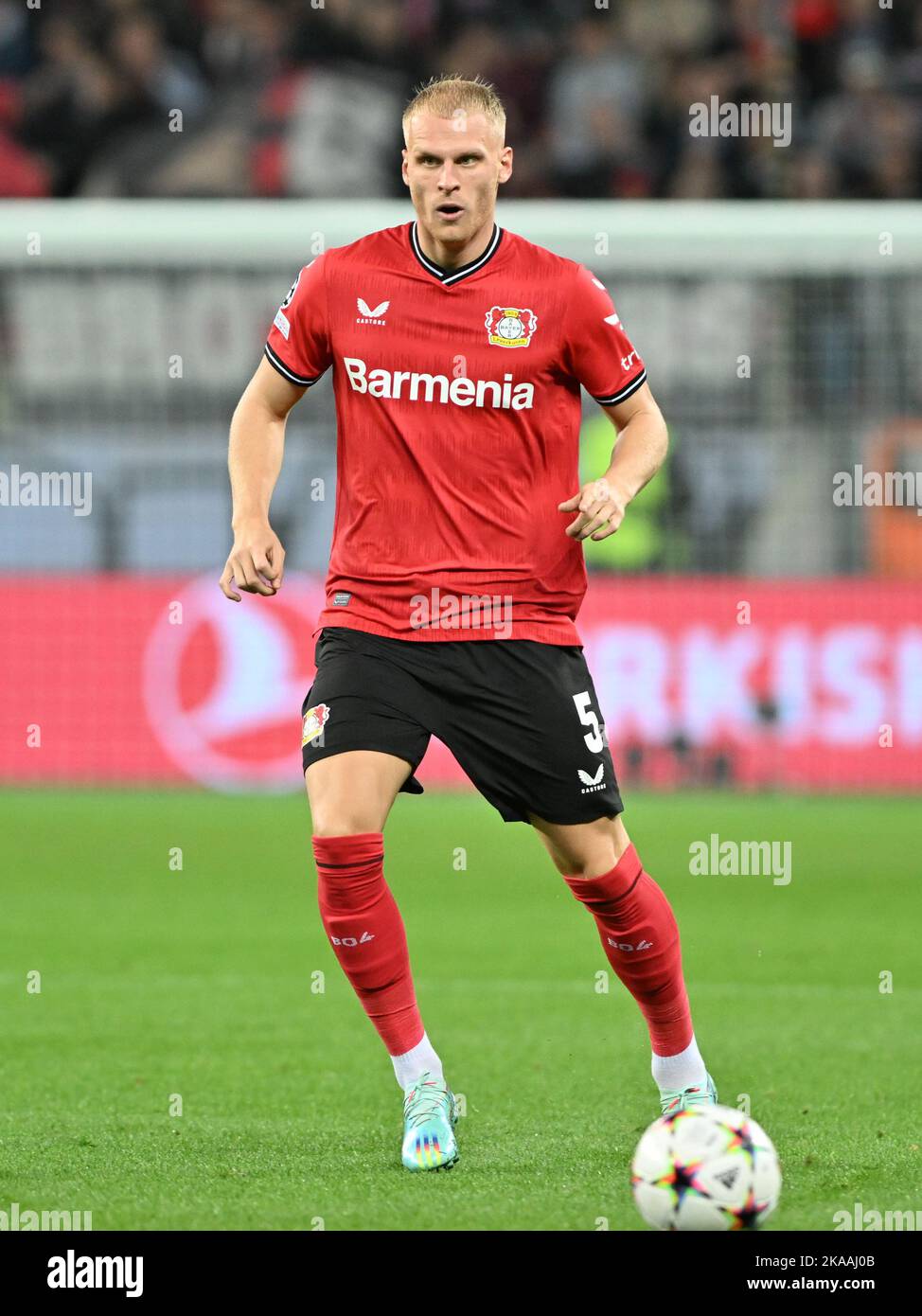 Leverkusen , Germany . 1 of November 2022, Mitchel Bakker (5) of