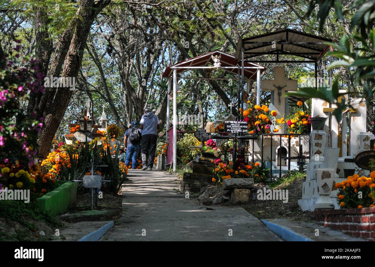 San Agustin Etla, Mexico November 1, 2022, People attend the San Agustin cemetery to adorn the