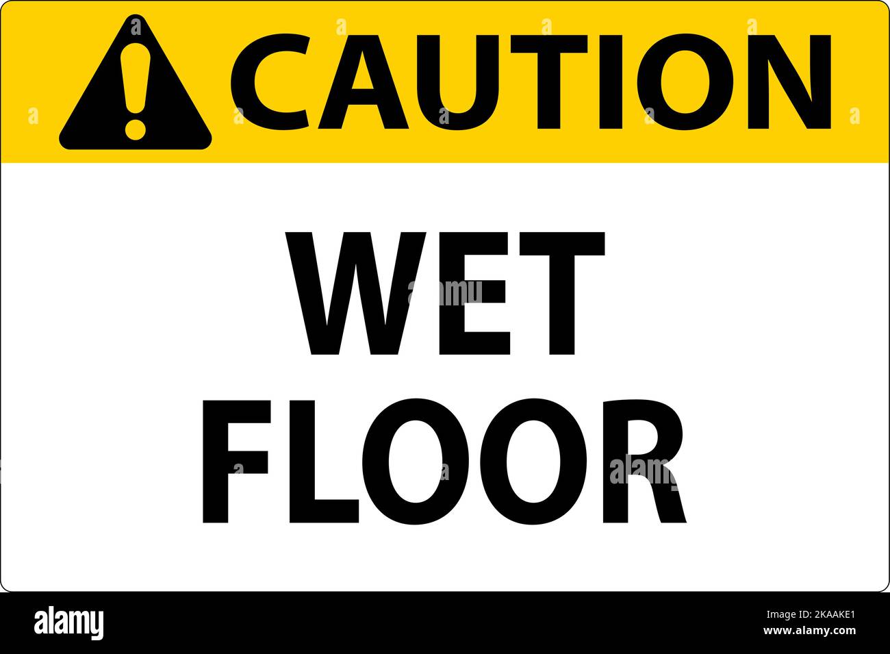 Caution Wet Floor Label Sign On White Background Stock Vector