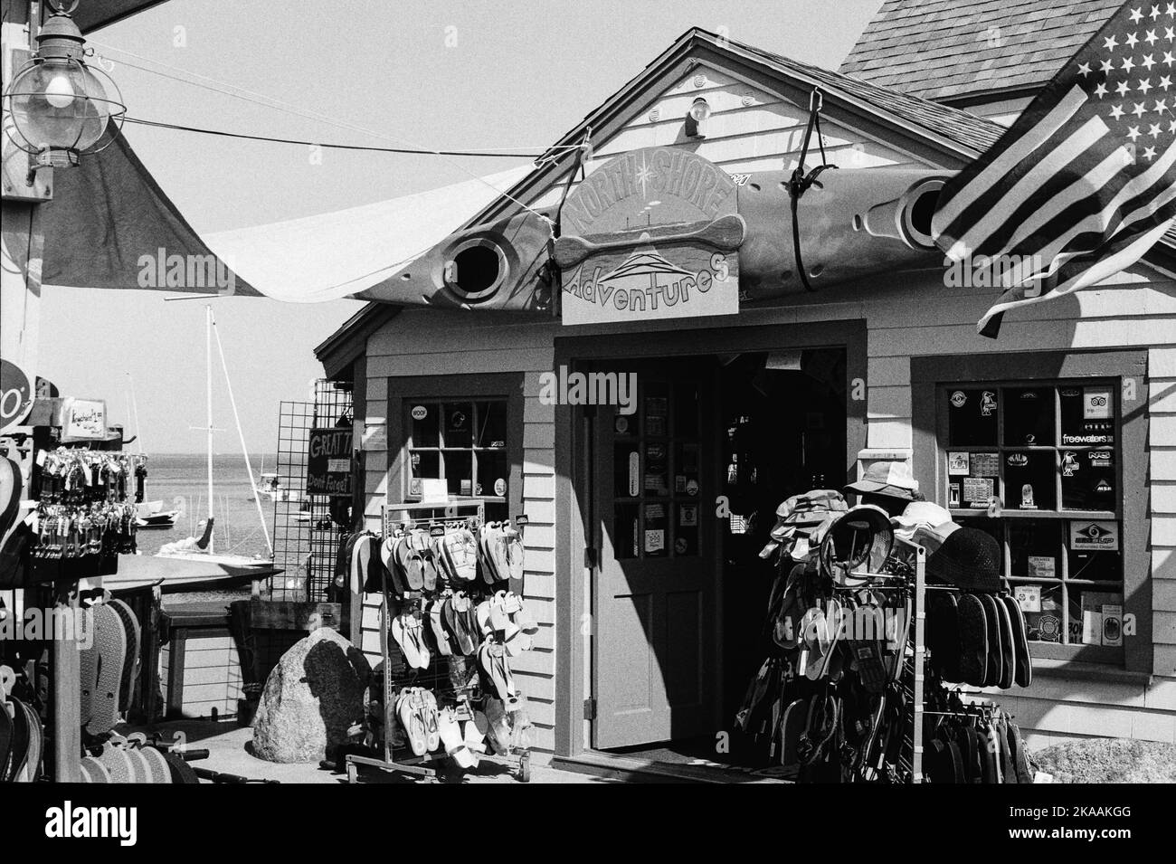 North Shore Adventure rentals and sales shop at the end in Rockport