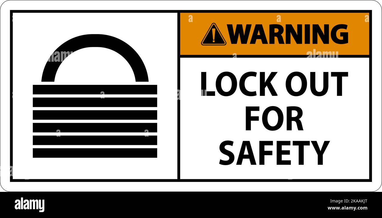 Warning Lock Out Label Sign On White Background Stock Vector Image