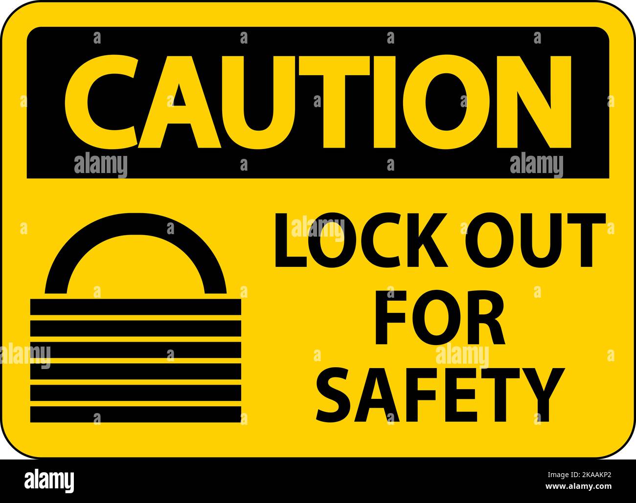 Caution Lock Out Label Sign On White Background Stock Vector