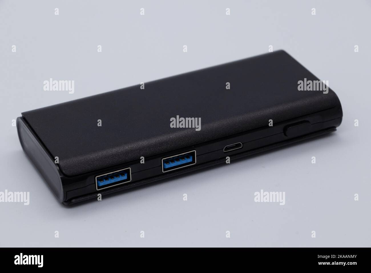 Multiple ports for USB input, black and small object Stock Photo