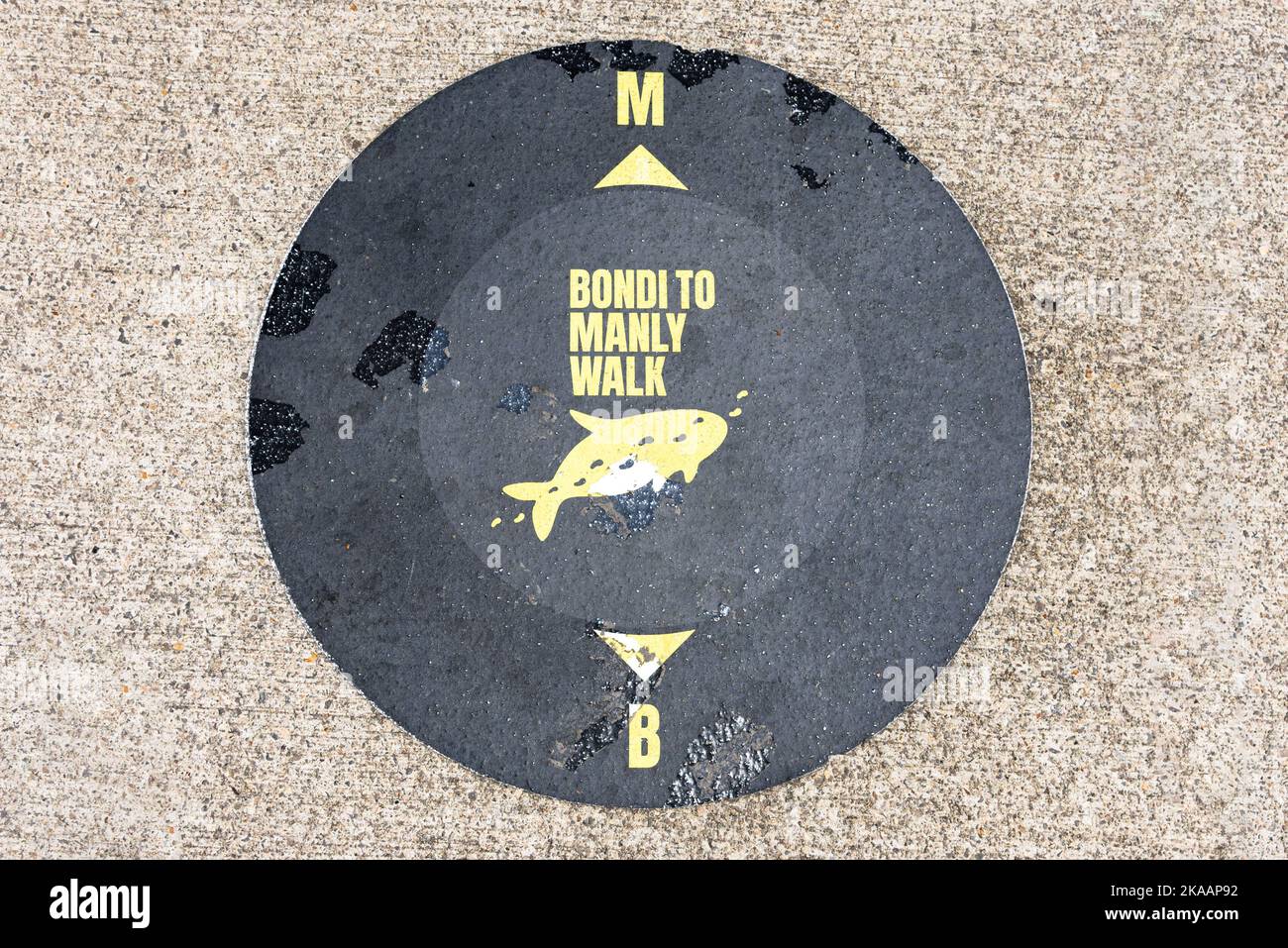 A Bondi to Manly Walk sign in Sydney, Australia Stock Photo