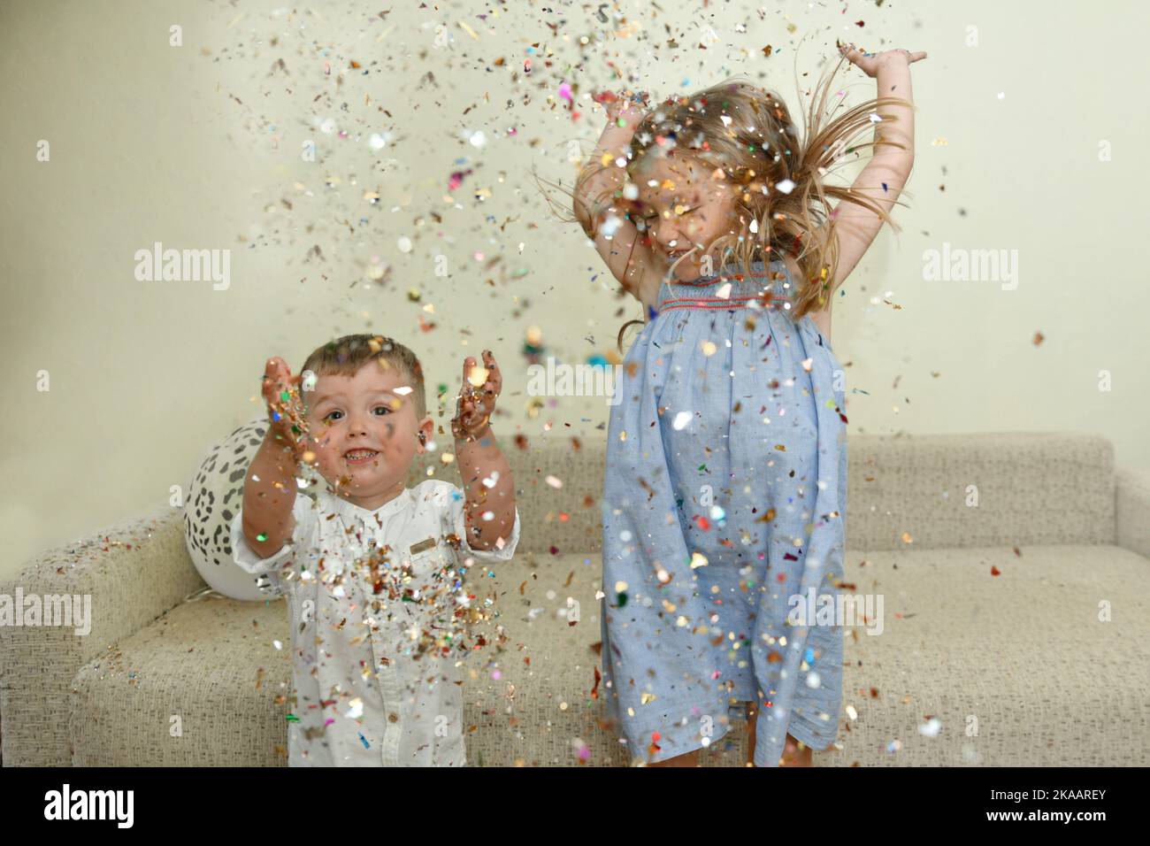 Confetti rain on a birthday Stock Photo Alamy