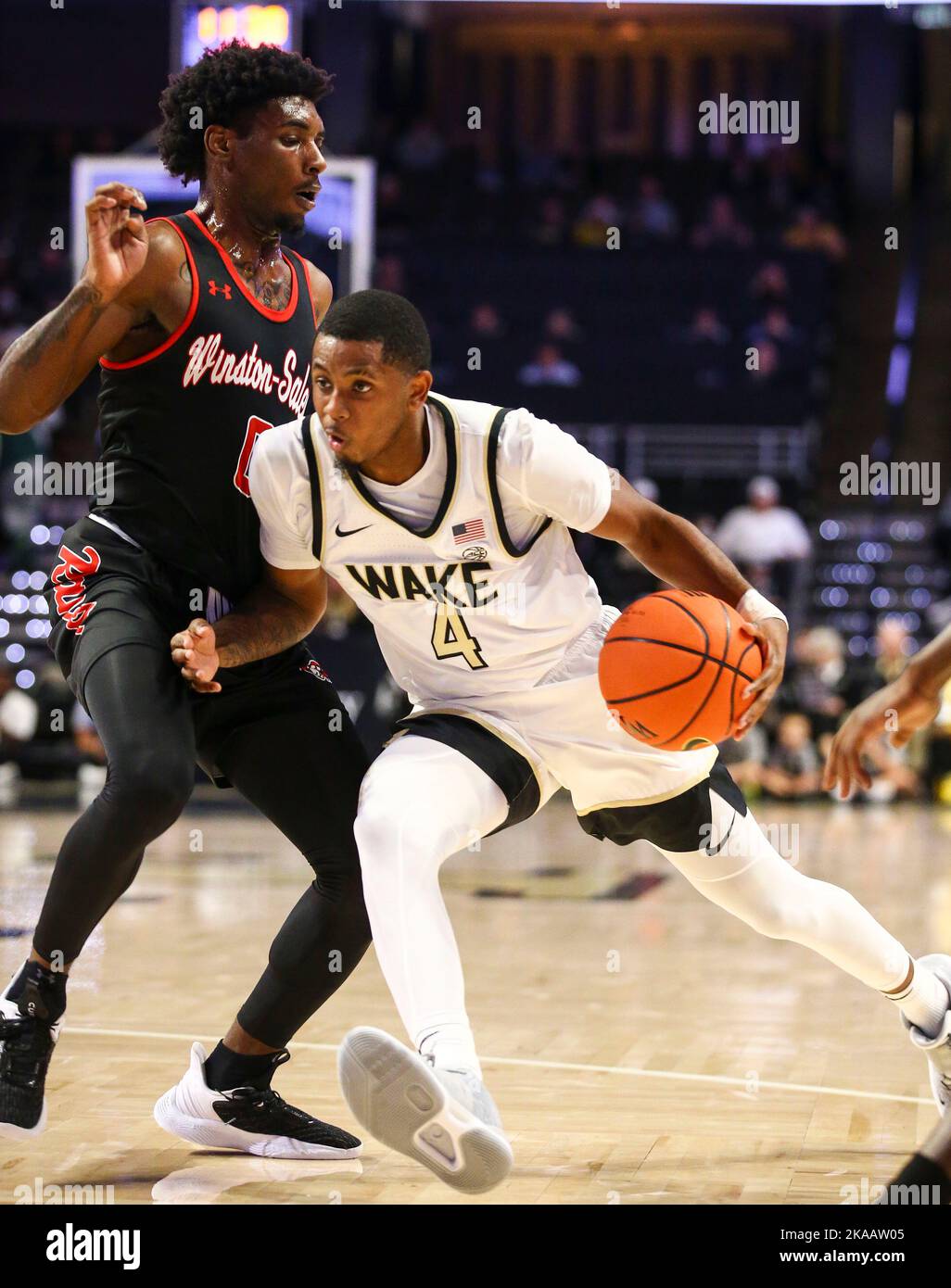 November 1, 2022 Wake Forest graduate Daivien Williamson (4) drives to