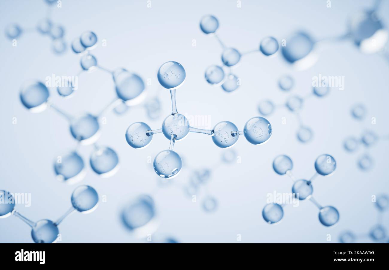 Molecules with blue background, 3d rendering. Digital drawing Stock ...