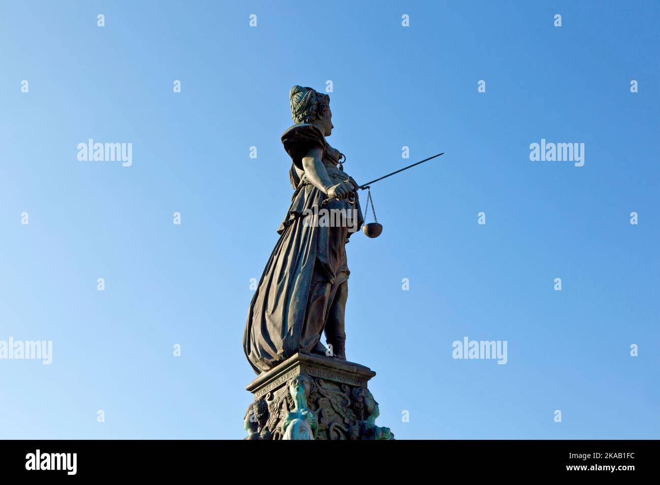 Max Romer Justice Statue of Lady Justice in front of the Romer in Frankfurt - Germany ...
