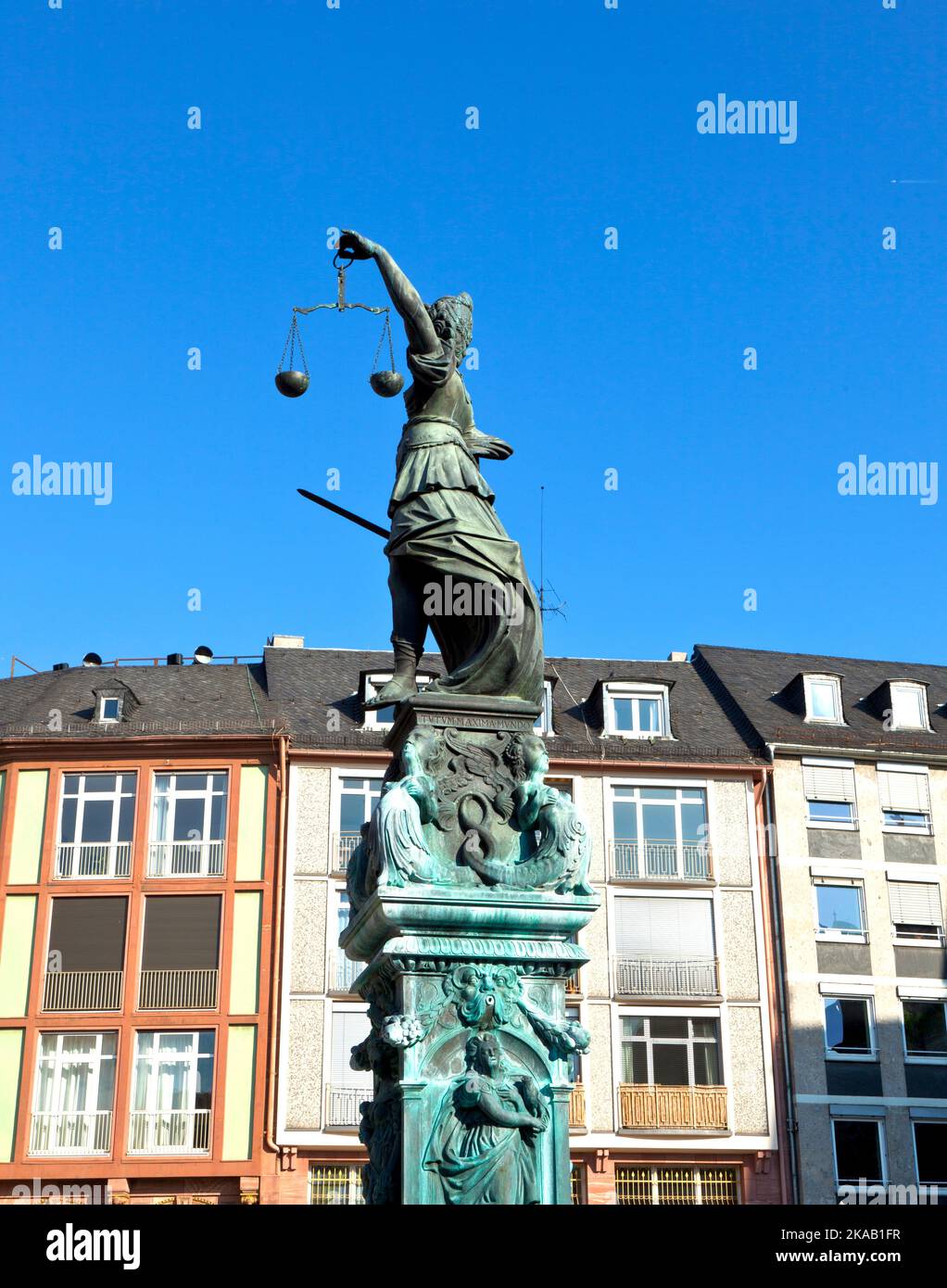 Max Romer Justice Statue of Lady Justice in front of the Romer in Frankfurt - Germany ...